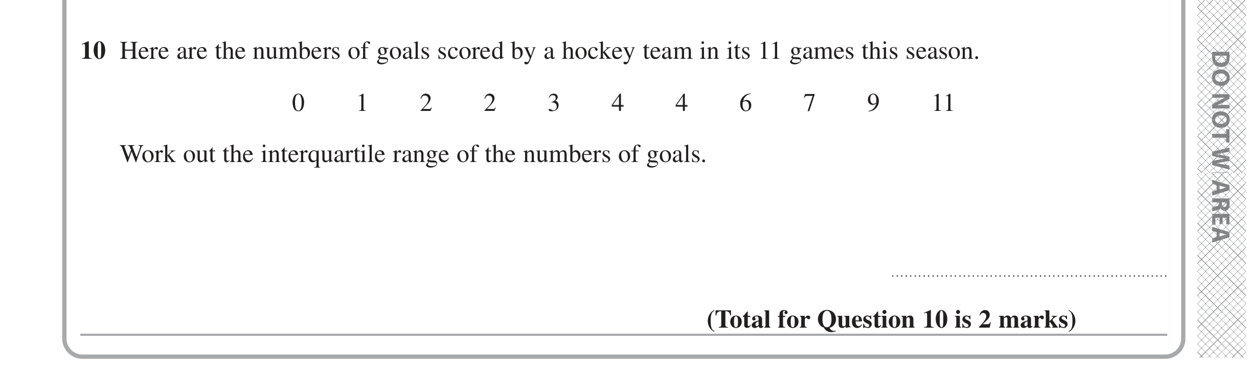 Question 10 — Mean/Median/Mode/Range — Edexcel iGCSE June 2024