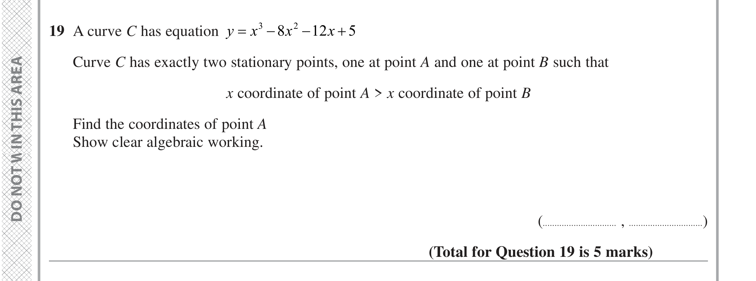 Question 19 — Differentiation — Edexcel iGCSE June 2024