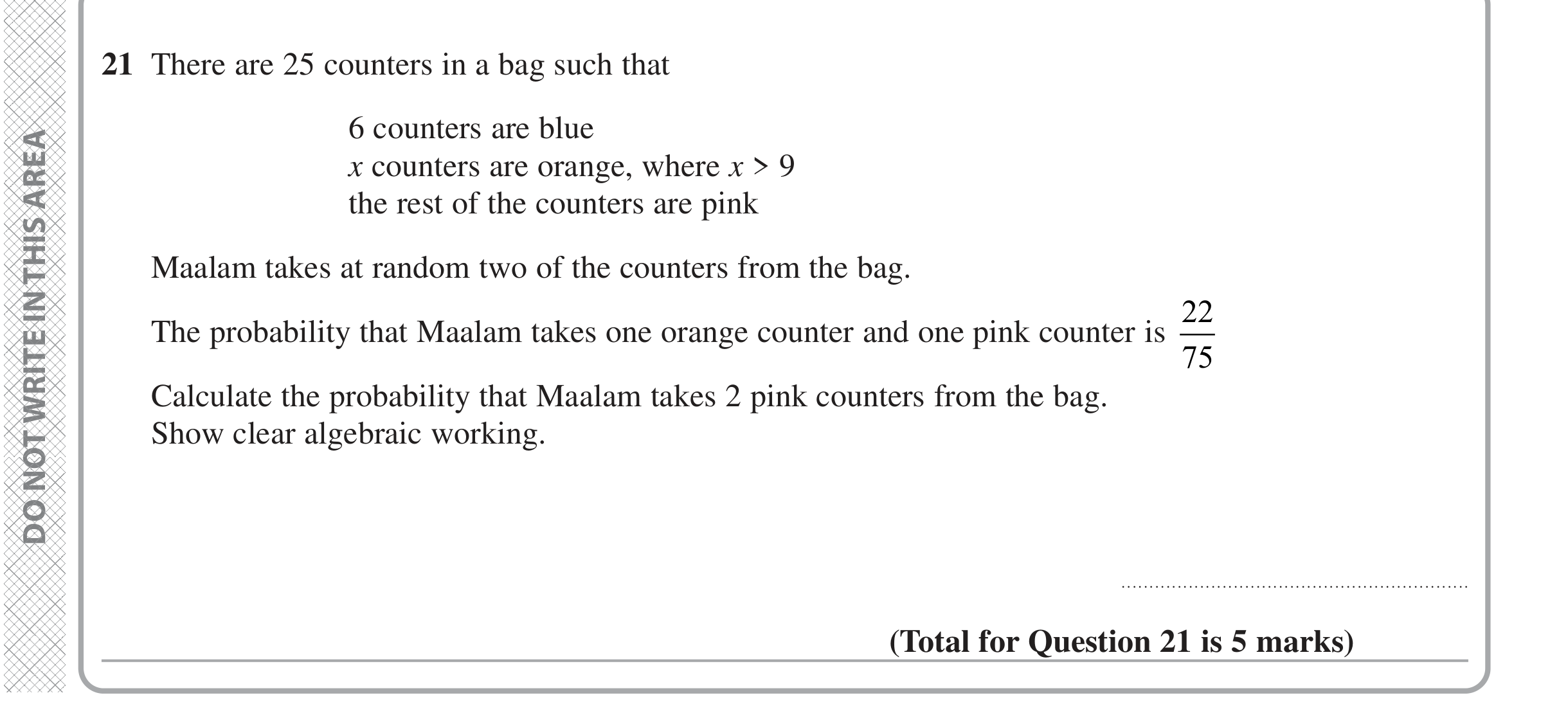 Question 21 — Probability — Edexcel iGCSE June 2024