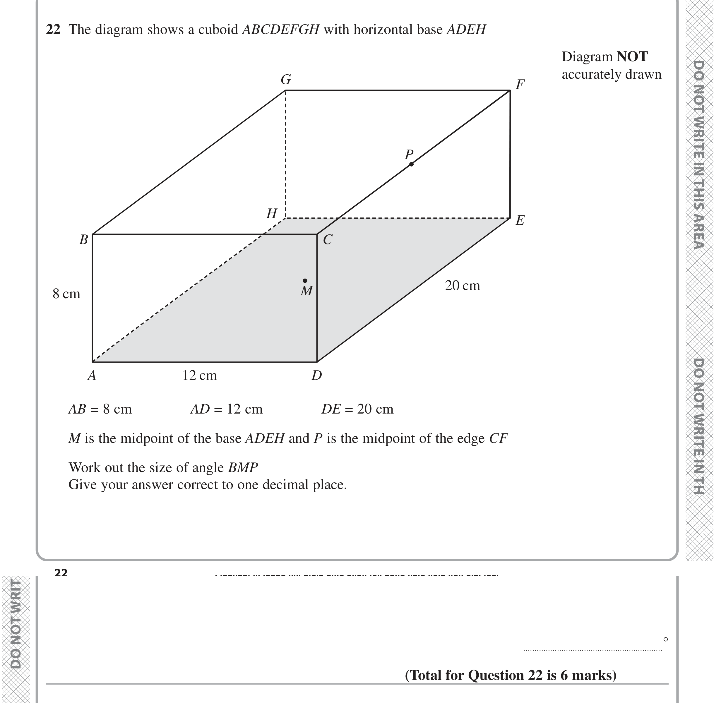 Question 22 — 3D Pythagoras — Edexcel iGCSE June 2024