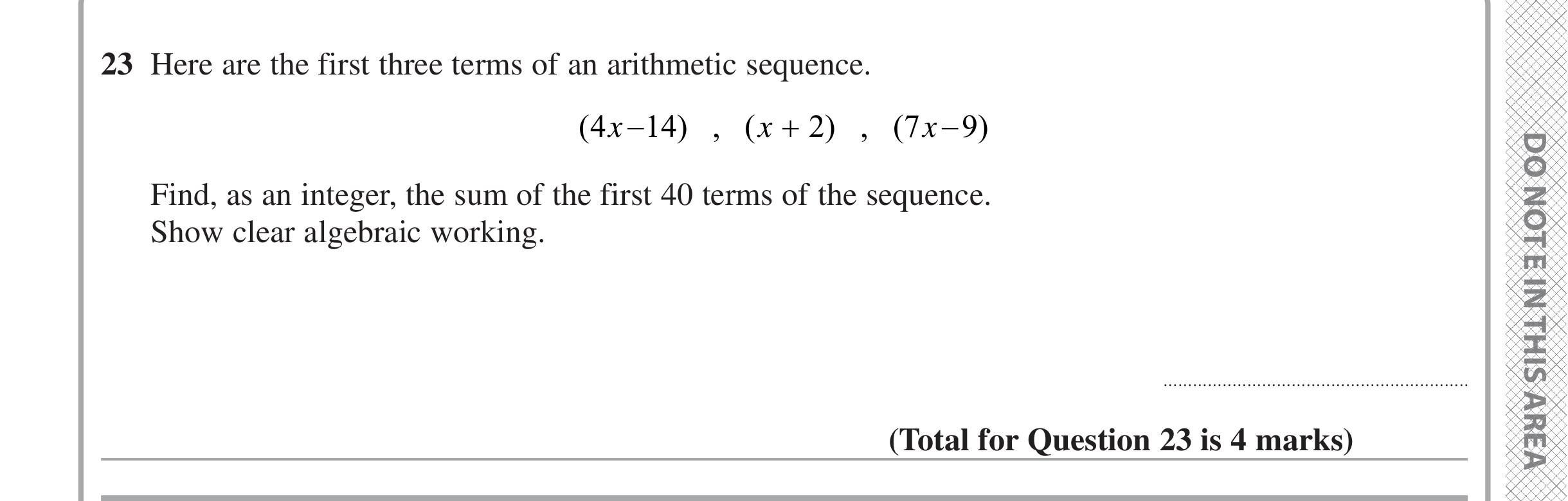 Question 23 — Sequences — Edexcel iGCSE June 2024