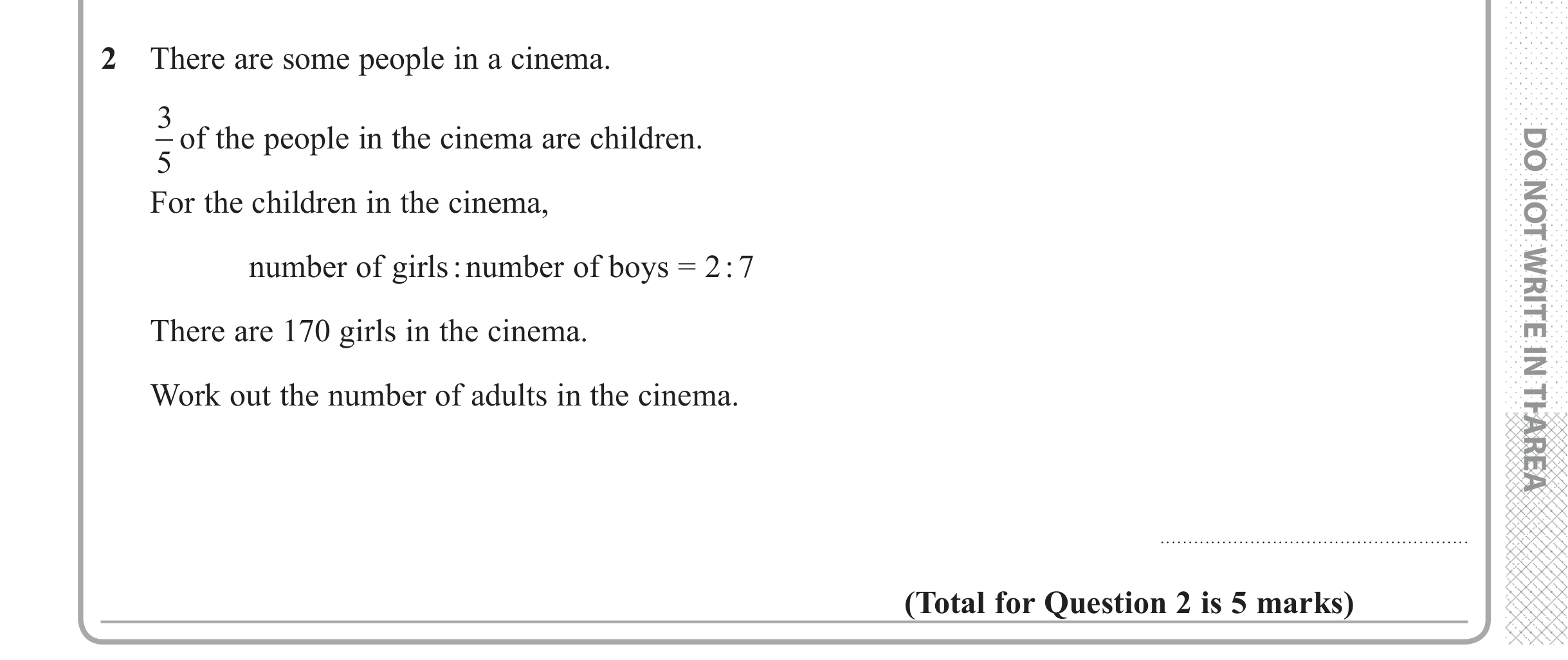 Question 2 — Fractions, Ratios — Edexcel iGCSE June 2018