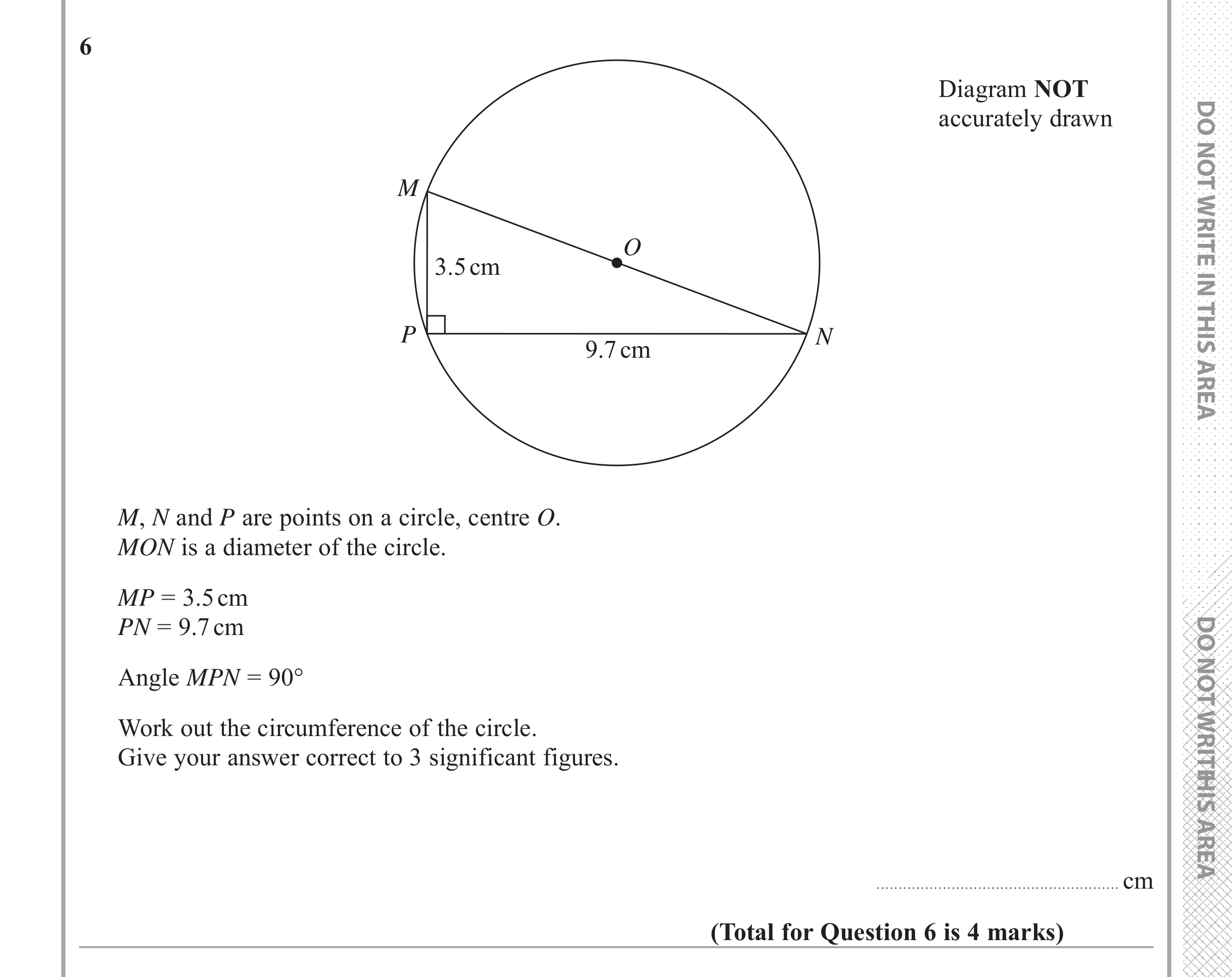 Question 6 — Circle Theorems, Pythagoras — Edexcel iGCSE June 2018