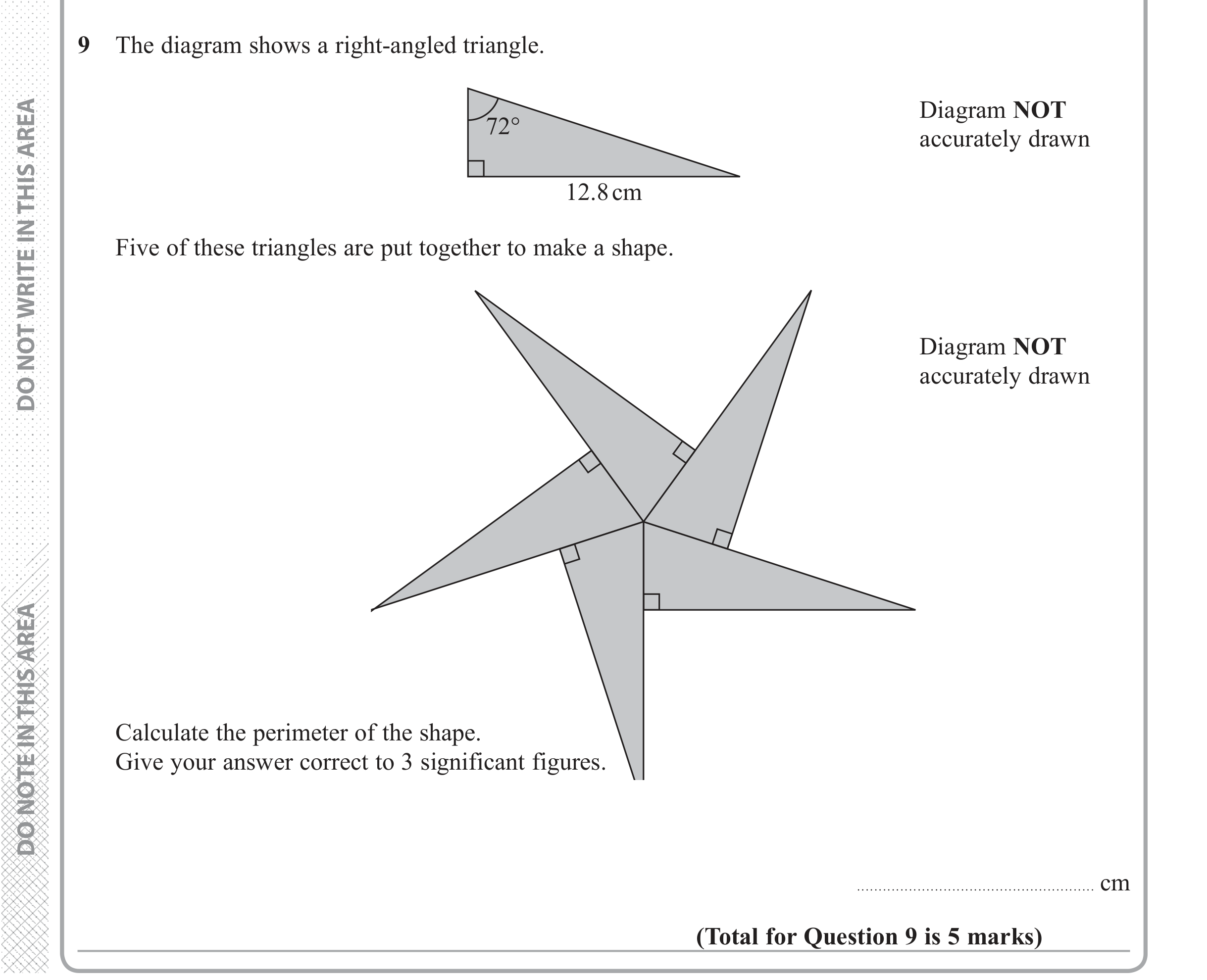 Question 9 — Perimeter and Area, Soh Cah Toa — Edexcel iGCSE June 2018