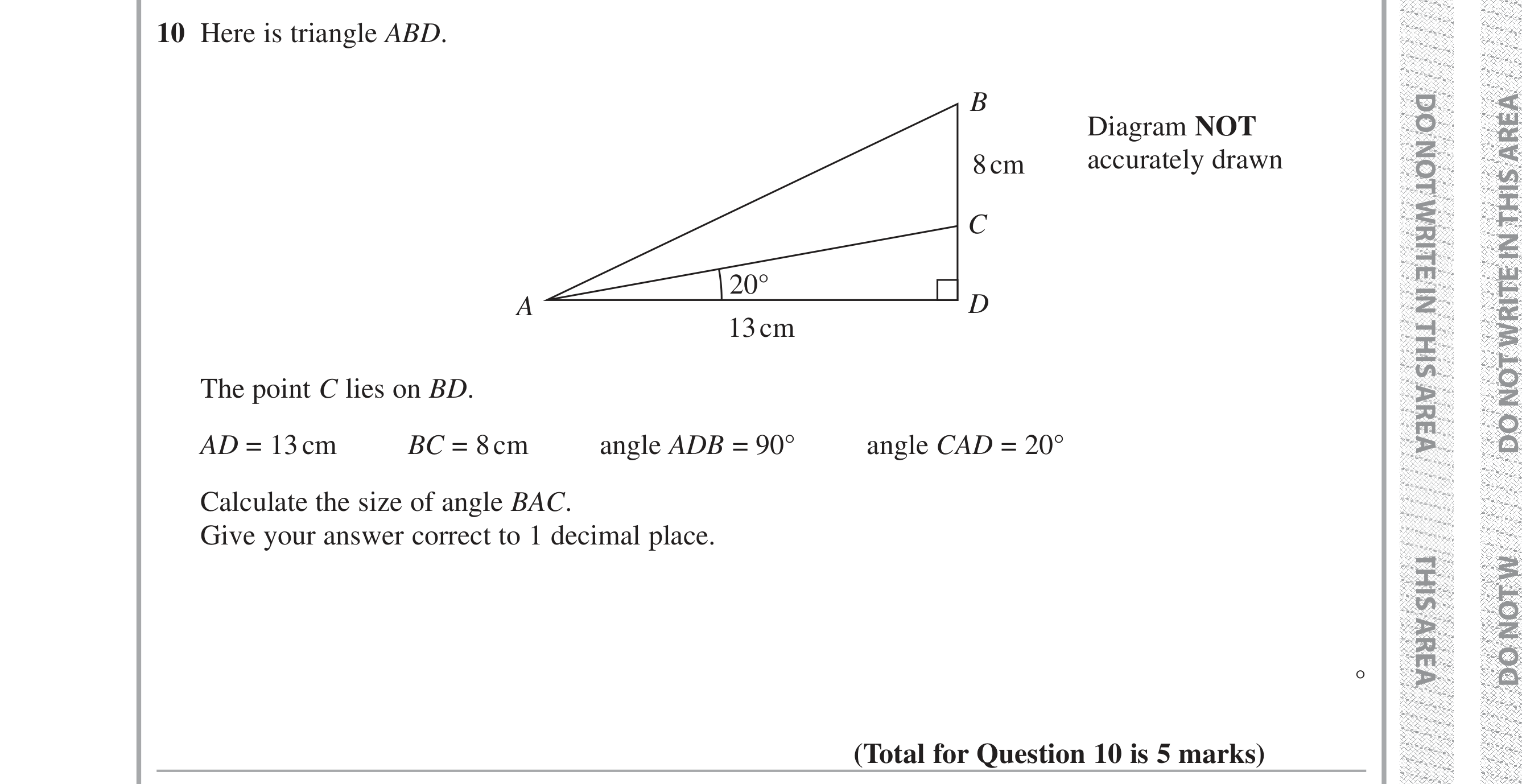 Question 10 — Soh Cah Toa — Edexcel iGCSE Jan 2019