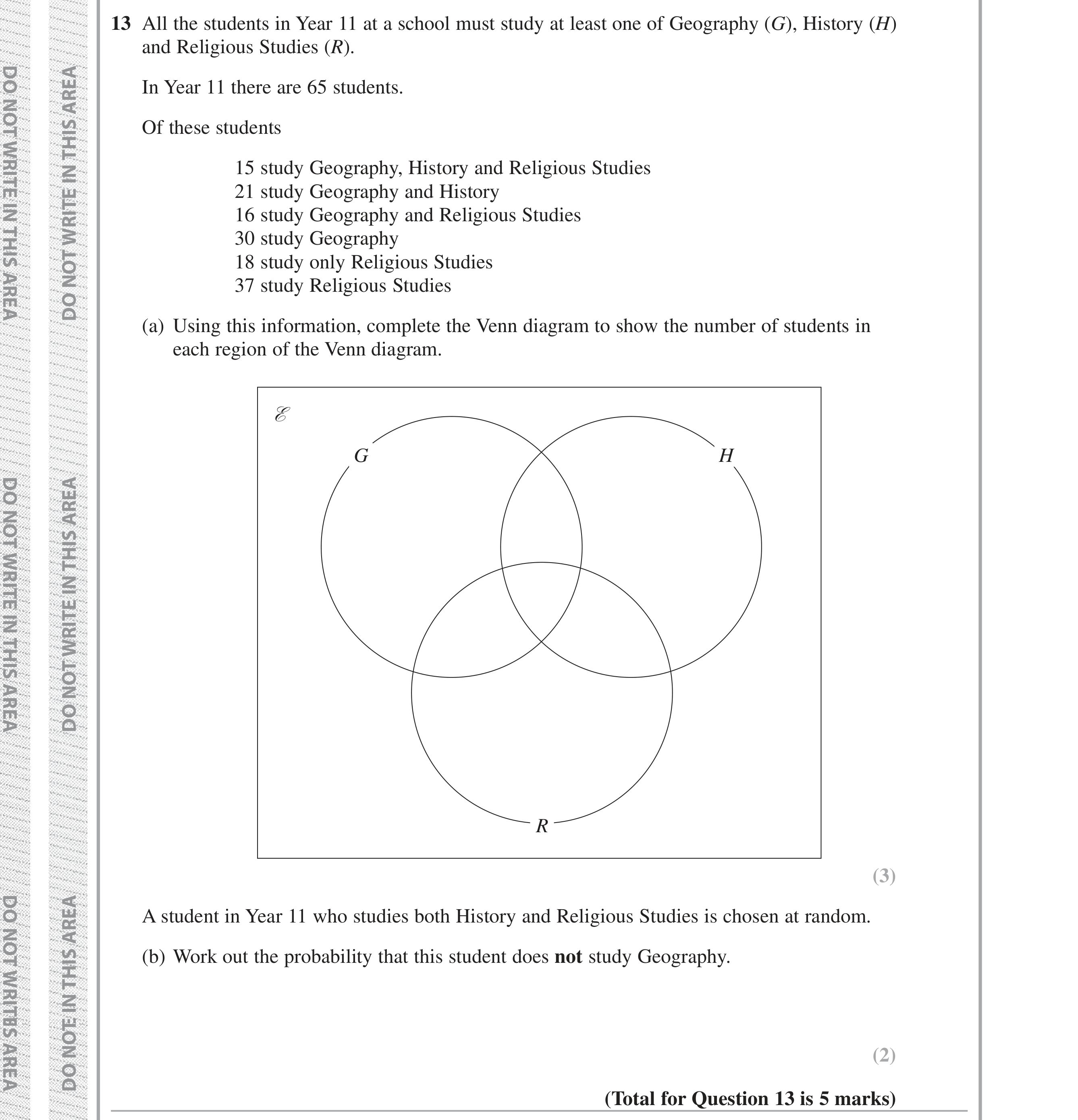 Question 13 — Set Notation — Edexcel iGCSE Jan 2019