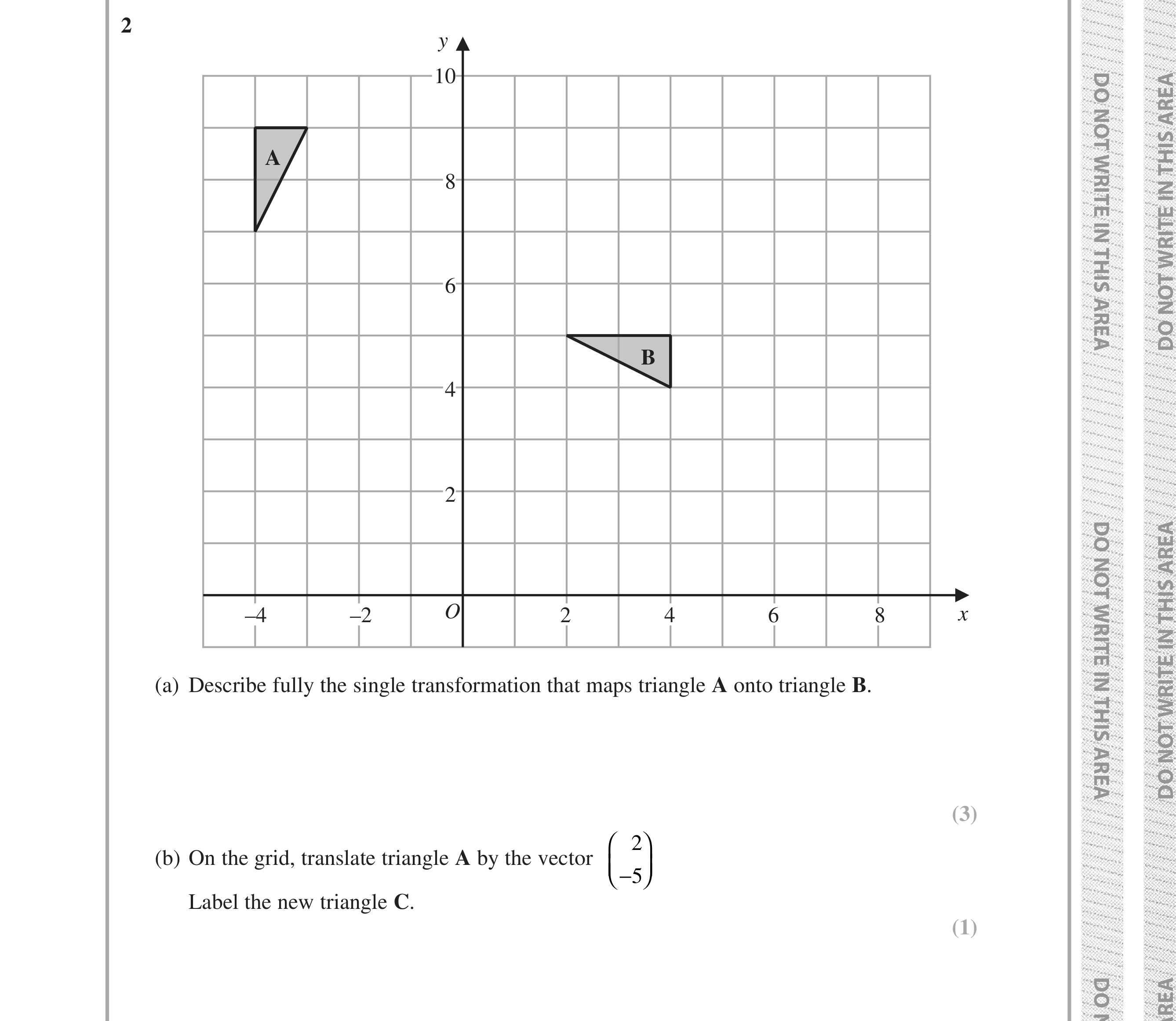 Question 2 — Rotations/Reflections/Translations/Enlargements — Edexcel iGCSE Jan 2019