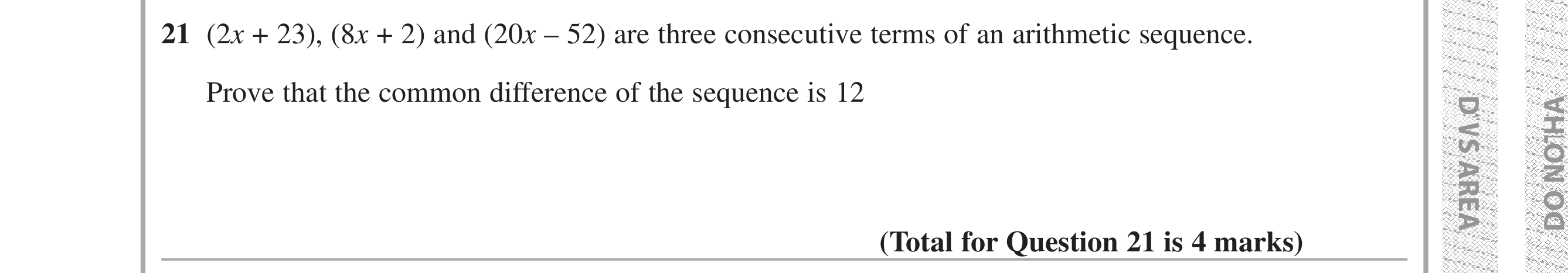 Question 21 — Sequences — Edexcel iGCSE Jan 2019