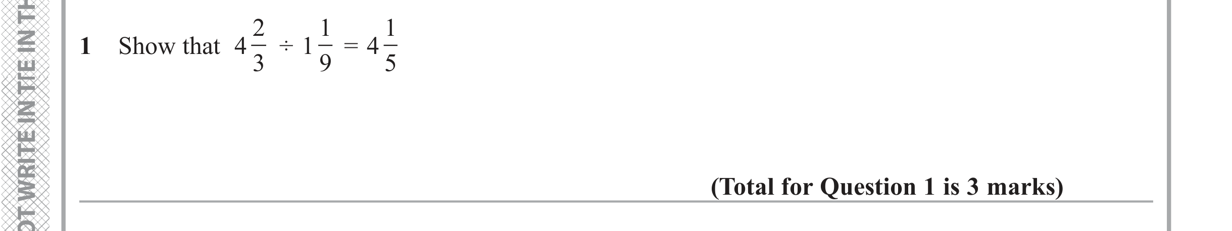 Question 1 — Fractions — Edexcel iGCSE June 2019
