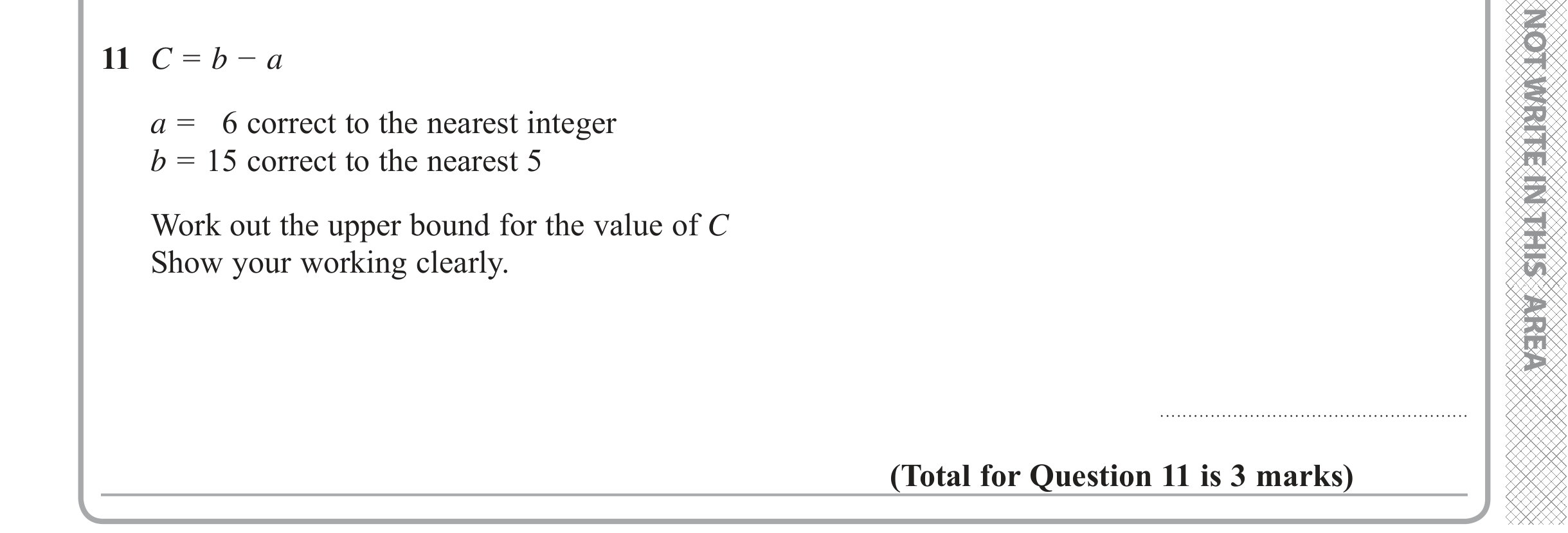 Question 11 — Upper/Lower Bounds — Edexcel iGCSE June 2019