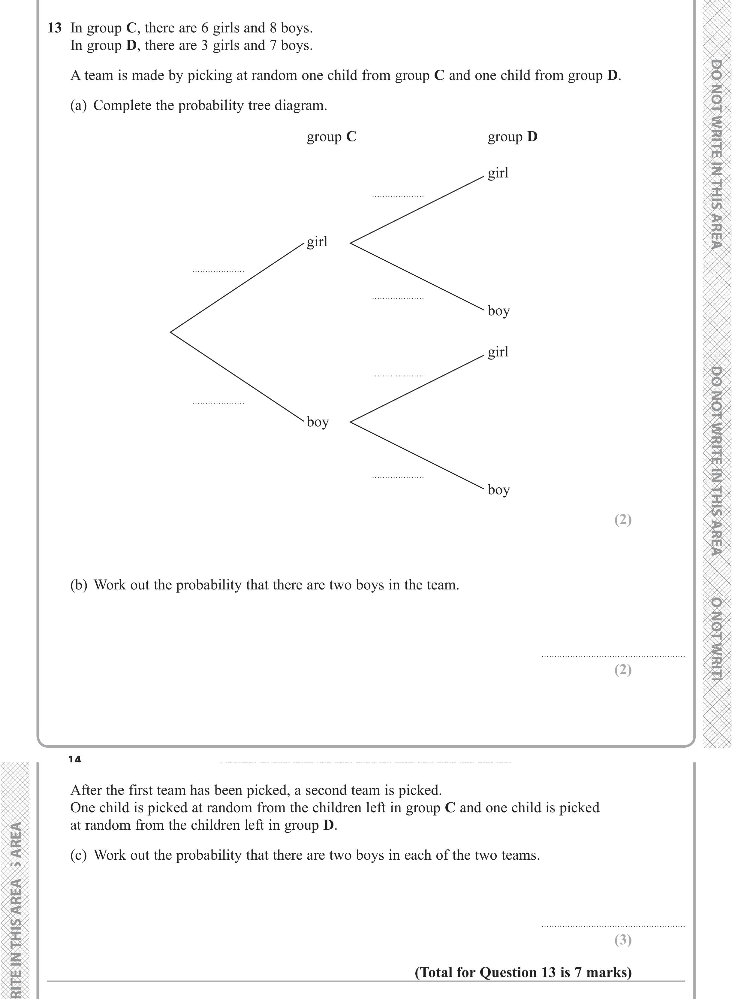 Question 13 — Probability — Edexcel iGCSE June 2019