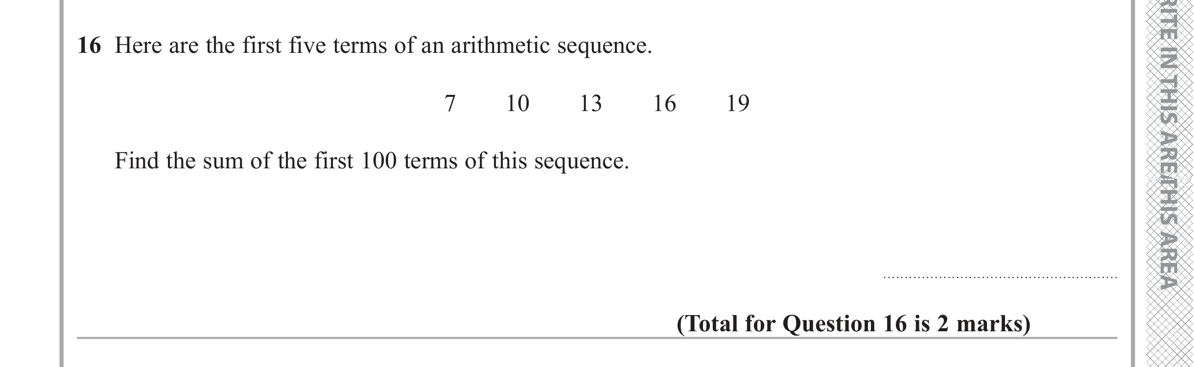 Question 16 — Sequences — Edexcel iGCSE June 2019