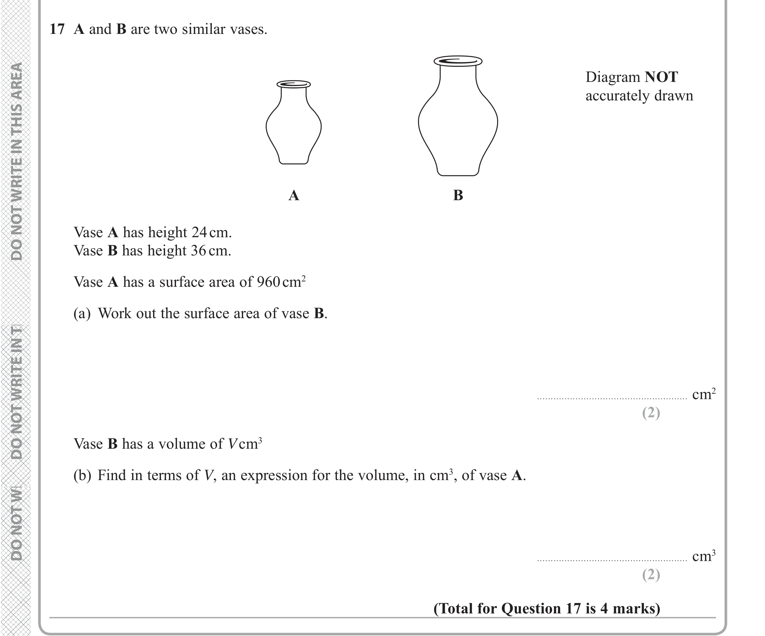 Question 17 — Congruence and Similarity — Edexcel iGCSE June 2019
