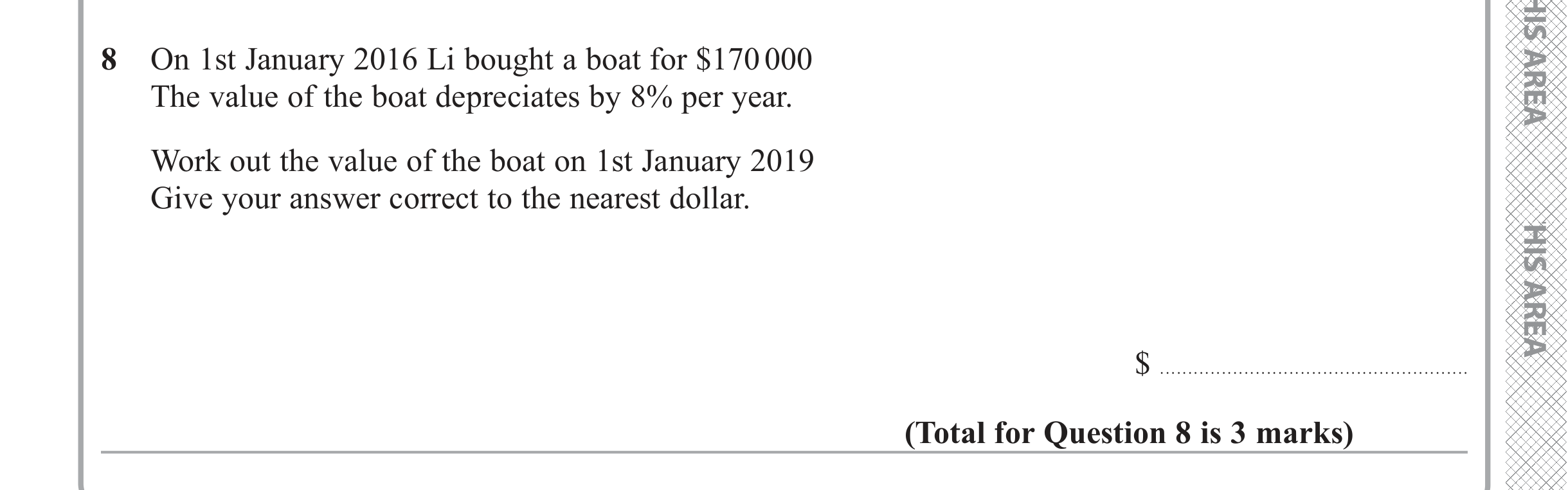Question 8 — Compound Interest — Edexcel iGCSE June 2019