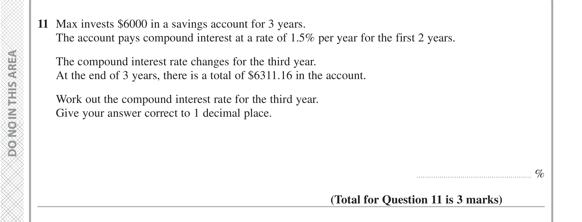Question 11 — Compound Interest — Edexcel iGCSE Jan 2020