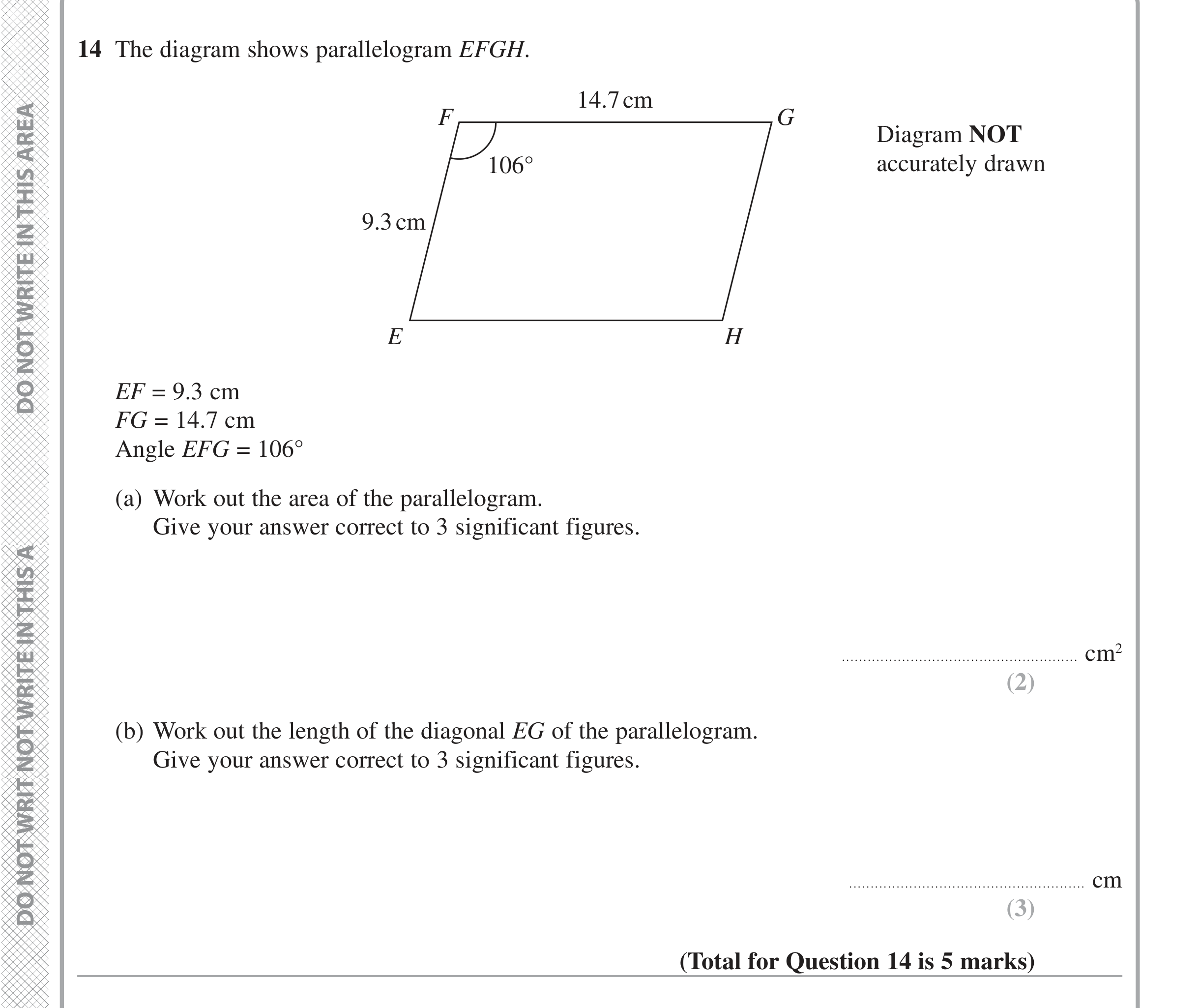 Question 14 — Triangles — Edexcel iGCSE Jan 2020
