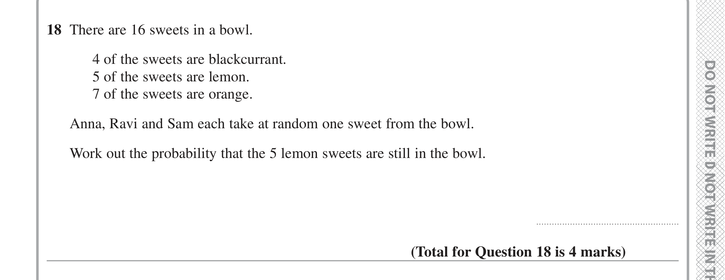 Question 18 — Probability — Edexcel iGCSE Jan 2020