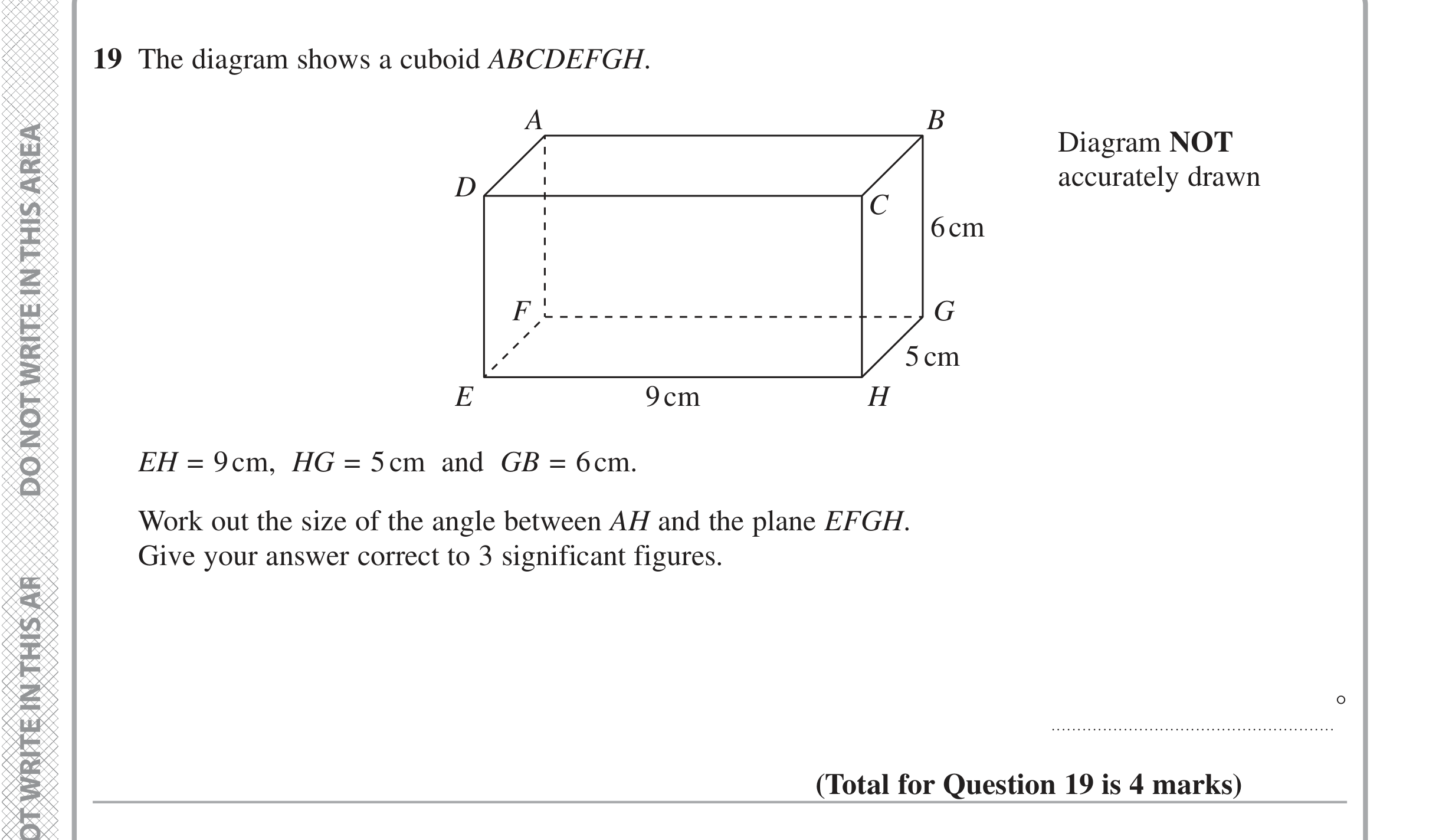 Question 19 — 3D Pythagoras — Edexcel iGCSE Jan 2020