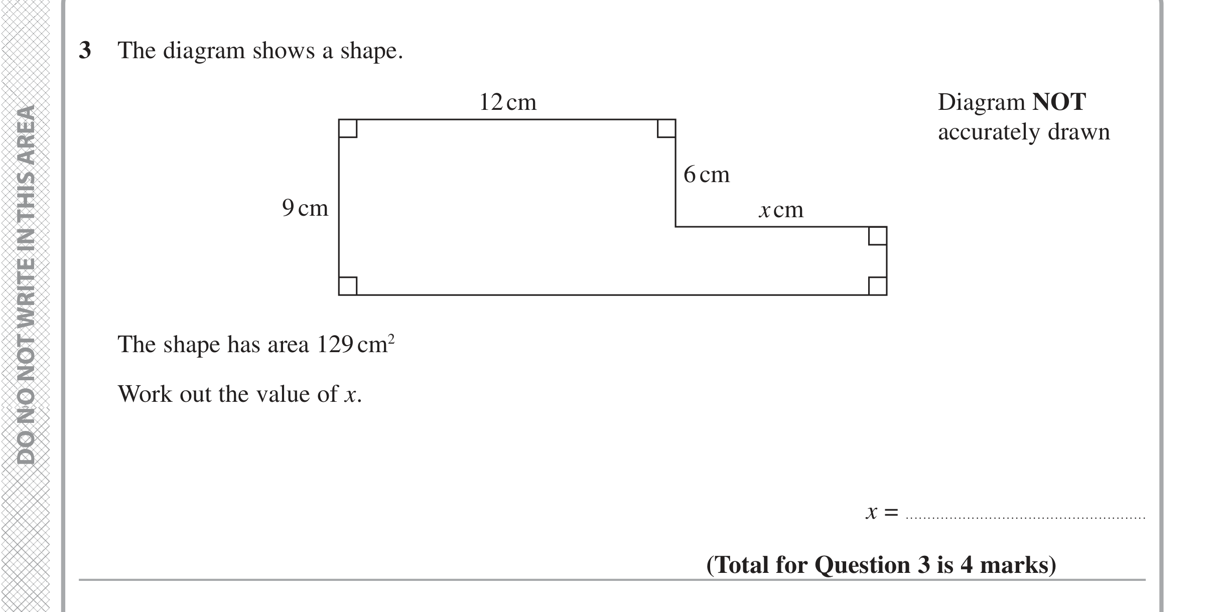 Question 3 — Perimeter and Area — Edexcel iGCSE Jan 2020