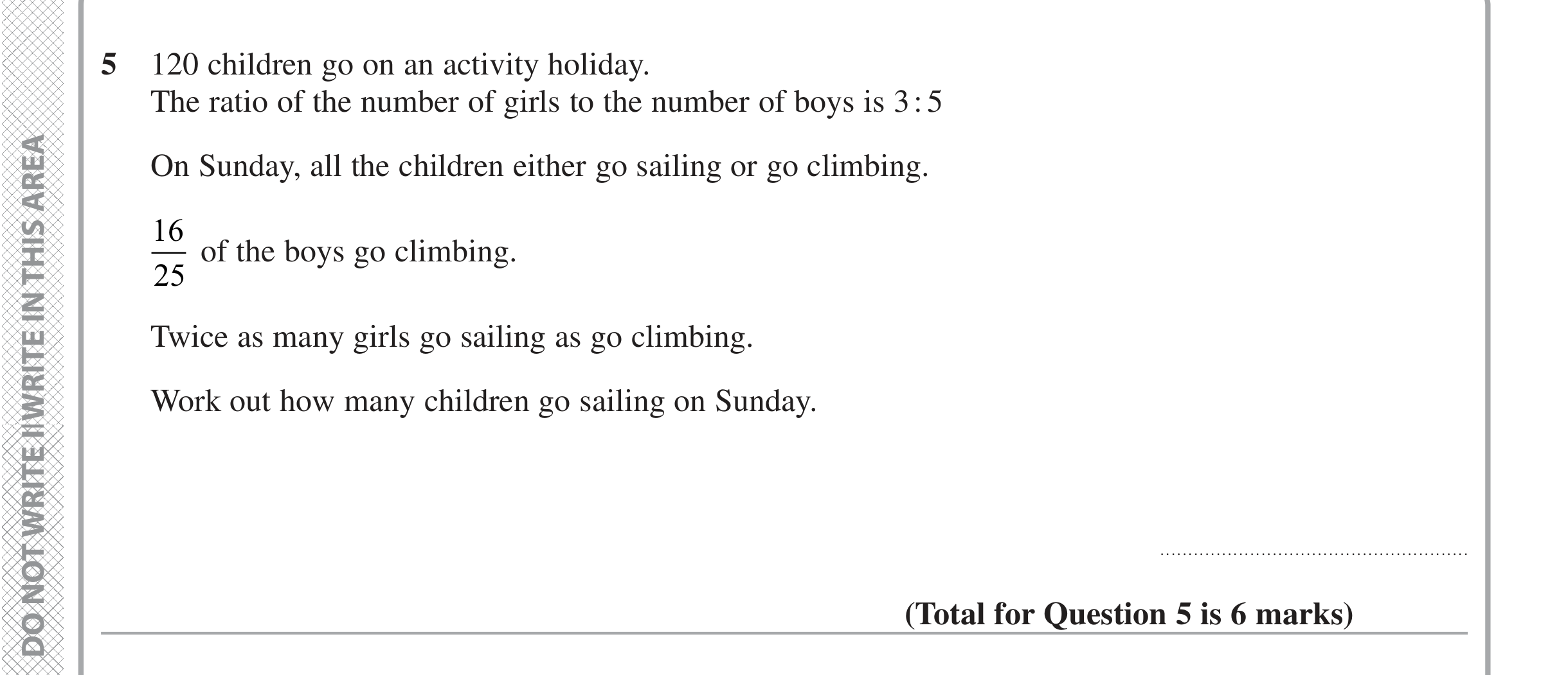 Question 5 — Ratios, Fractions — Edexcel iGCSE Jan 2020
