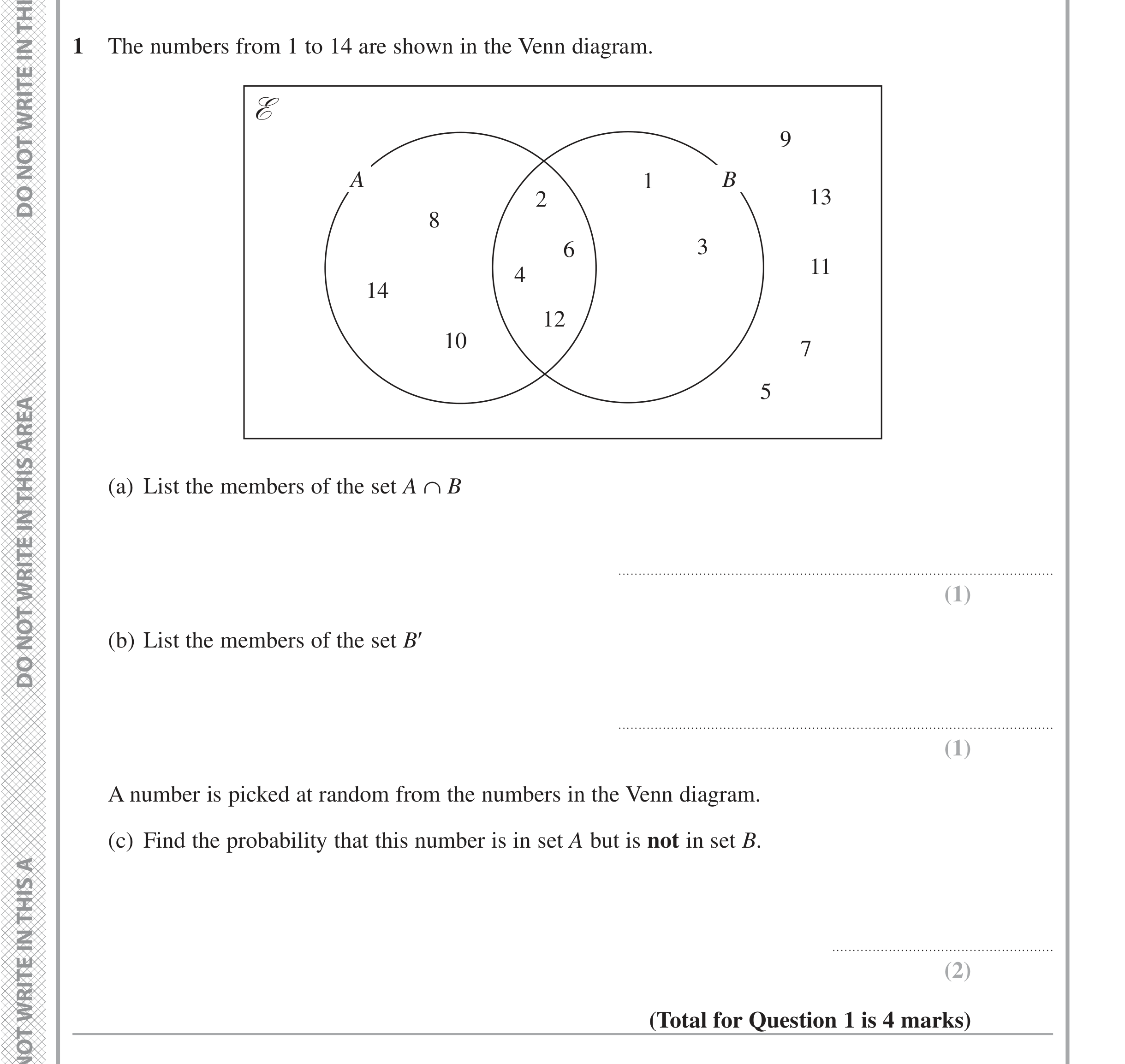 Question 1 — Set Notation — Edexcel iGCSE June 2020