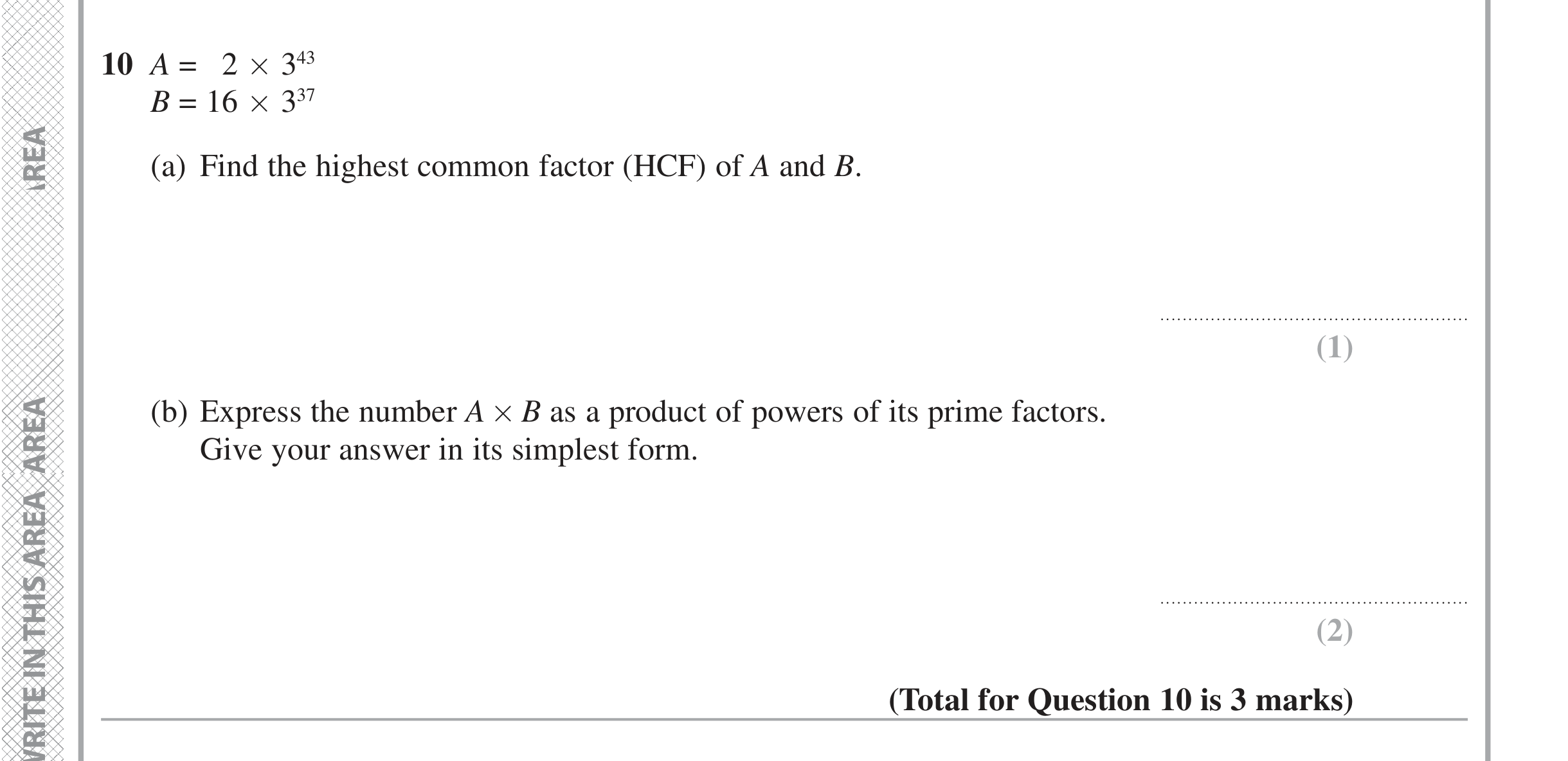 Question 10 — HCF and LCM, Prime Factors — Edexcel iGCSE June 2020