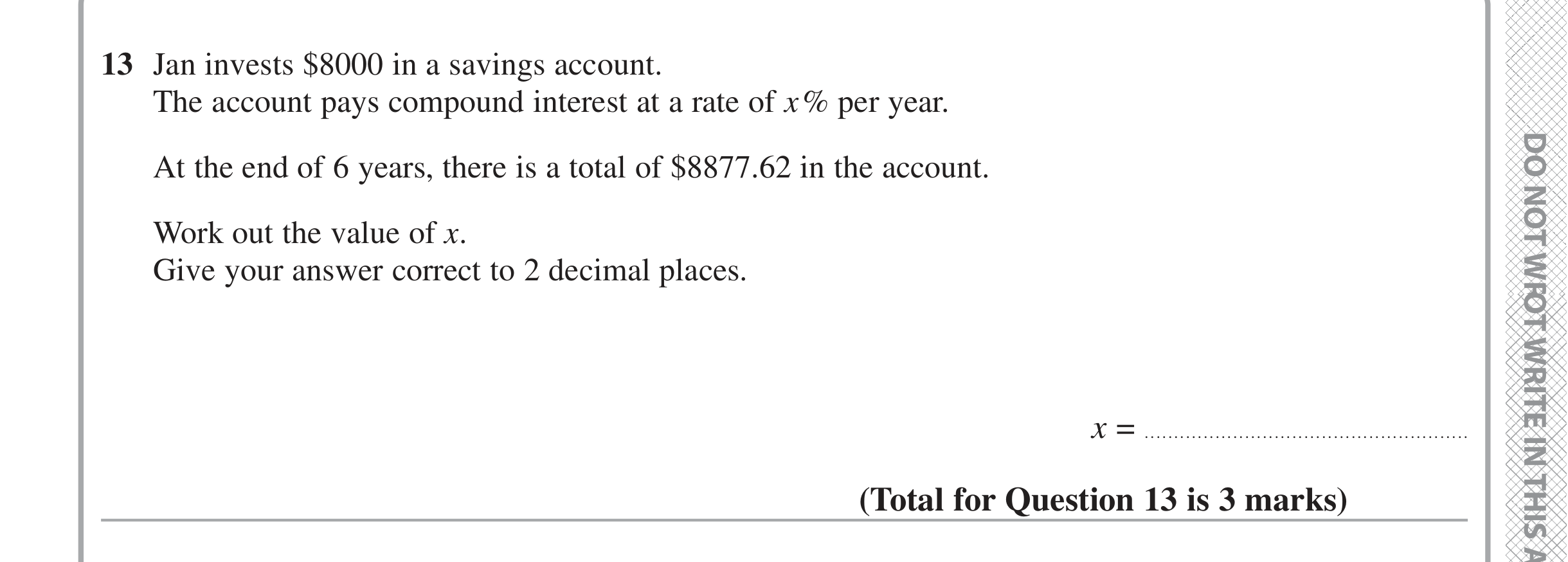 Question 13 — Compound Interest — Edexcel iGCSE June 2020