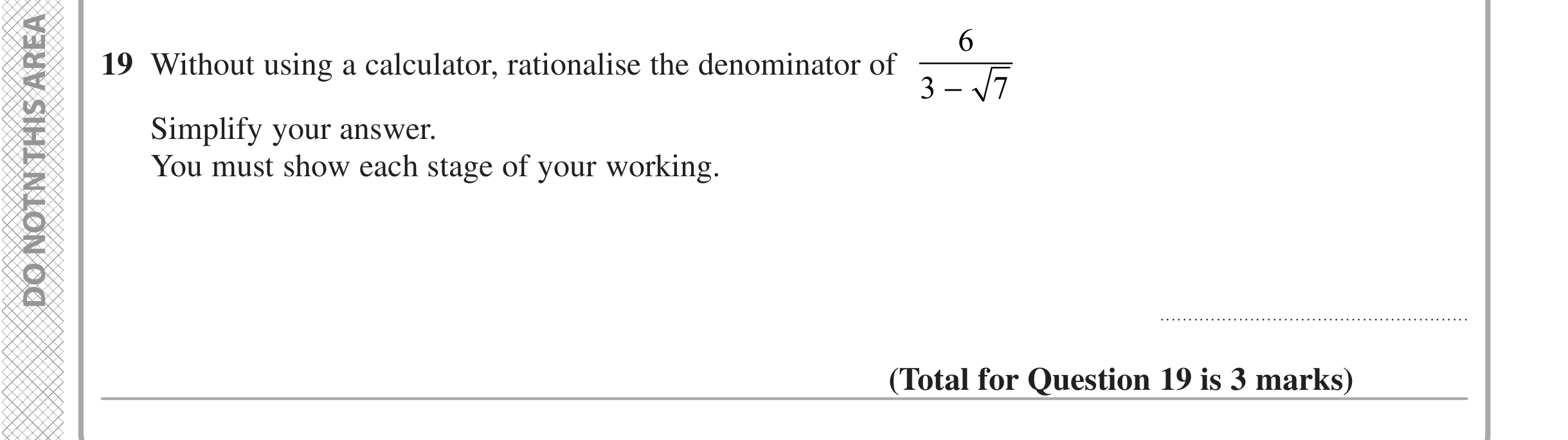 Question 19 — Surds — Edexcel iGCSE June 2020