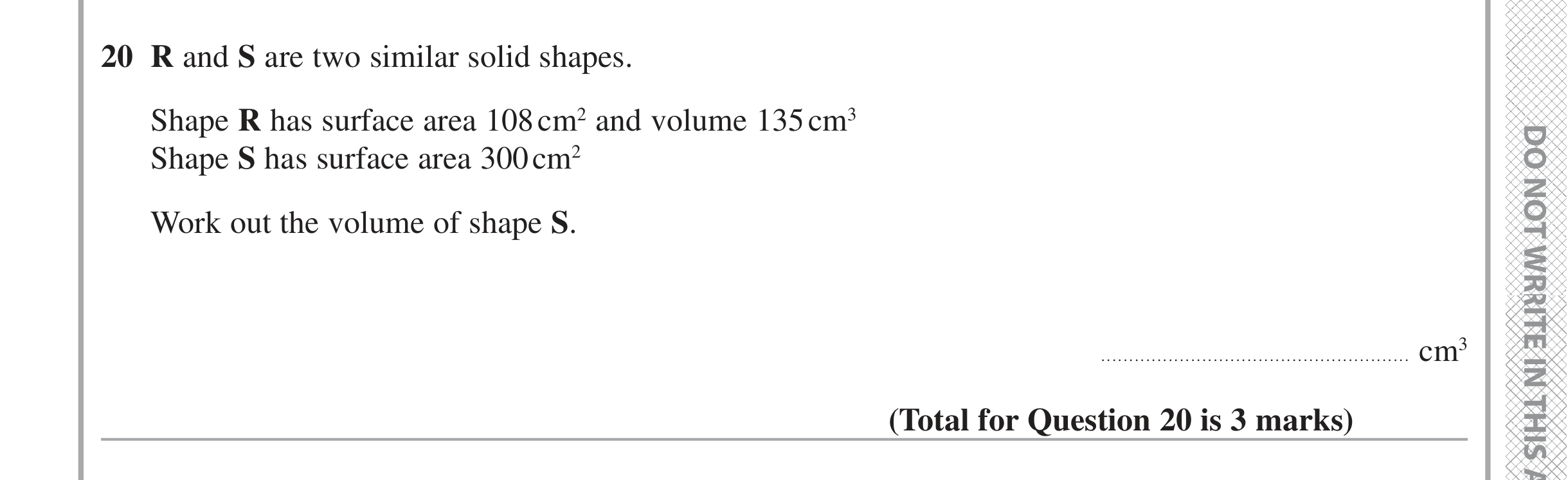 Question 20 — Congruence and Similarity — Edexcel iGCSE June 2020