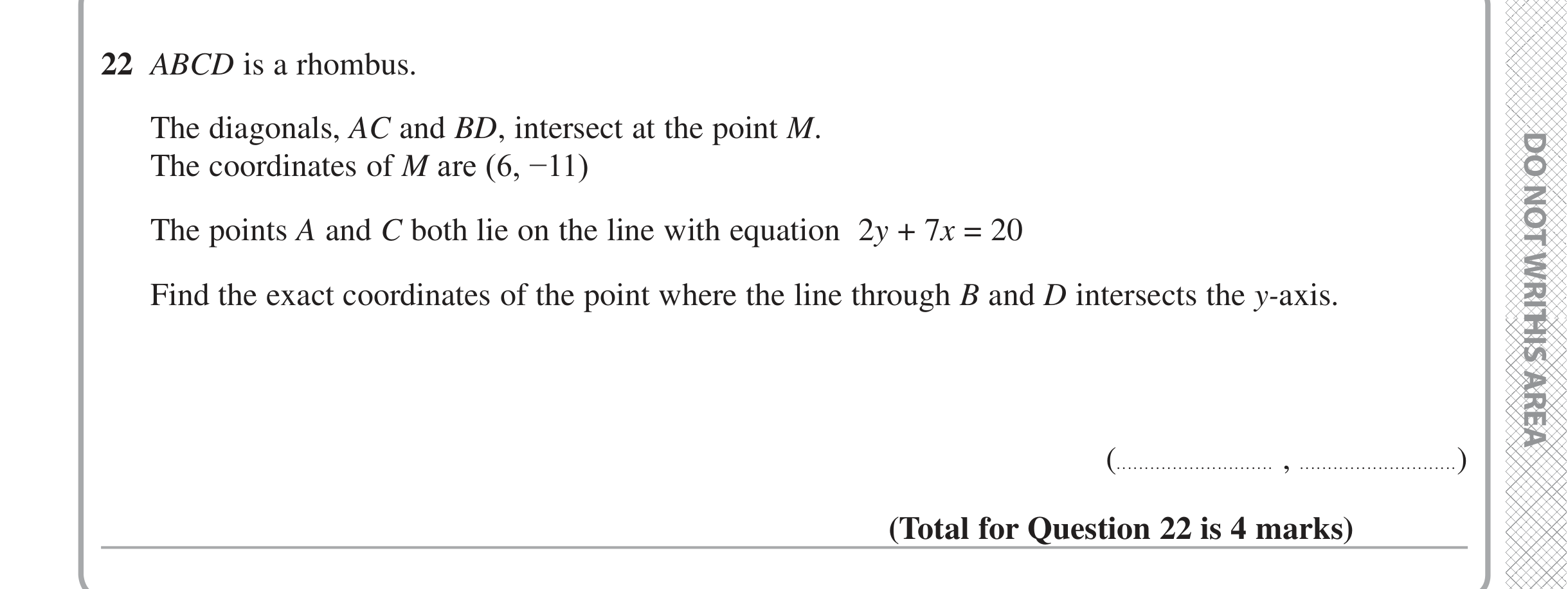 Question 22 — Straight Line Graphs, Polygons — Edexcel iGCSE June 2020