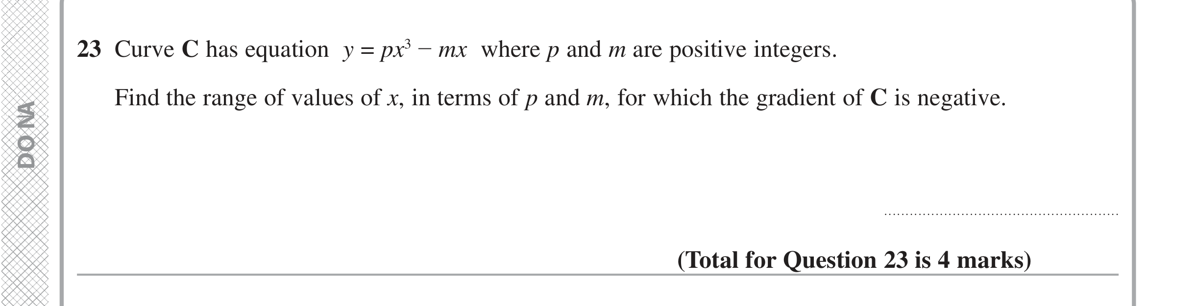 Question 23 — Differentiation — Edexcel iGCSE June 2020