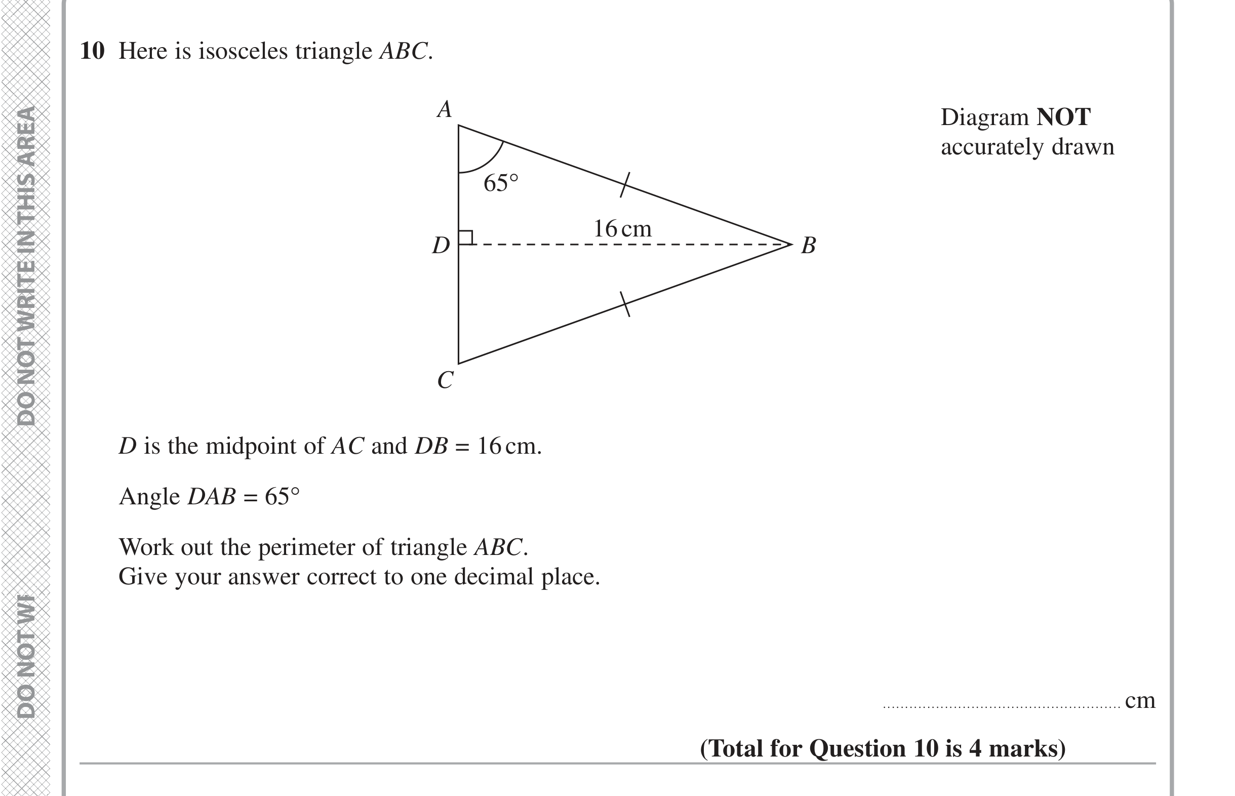 Question 10 — Soh Cah Toa, Perimeter and Area — Edexcel iGCSE Jan 2021