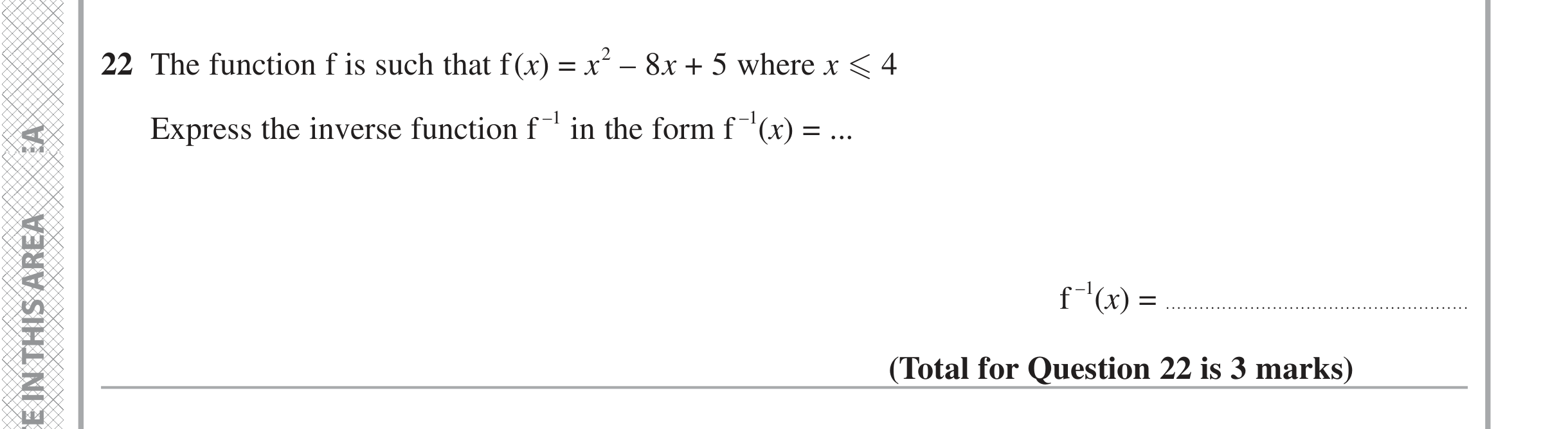 Question 22 — Functions — Edexcel iGCSE Jan 2021