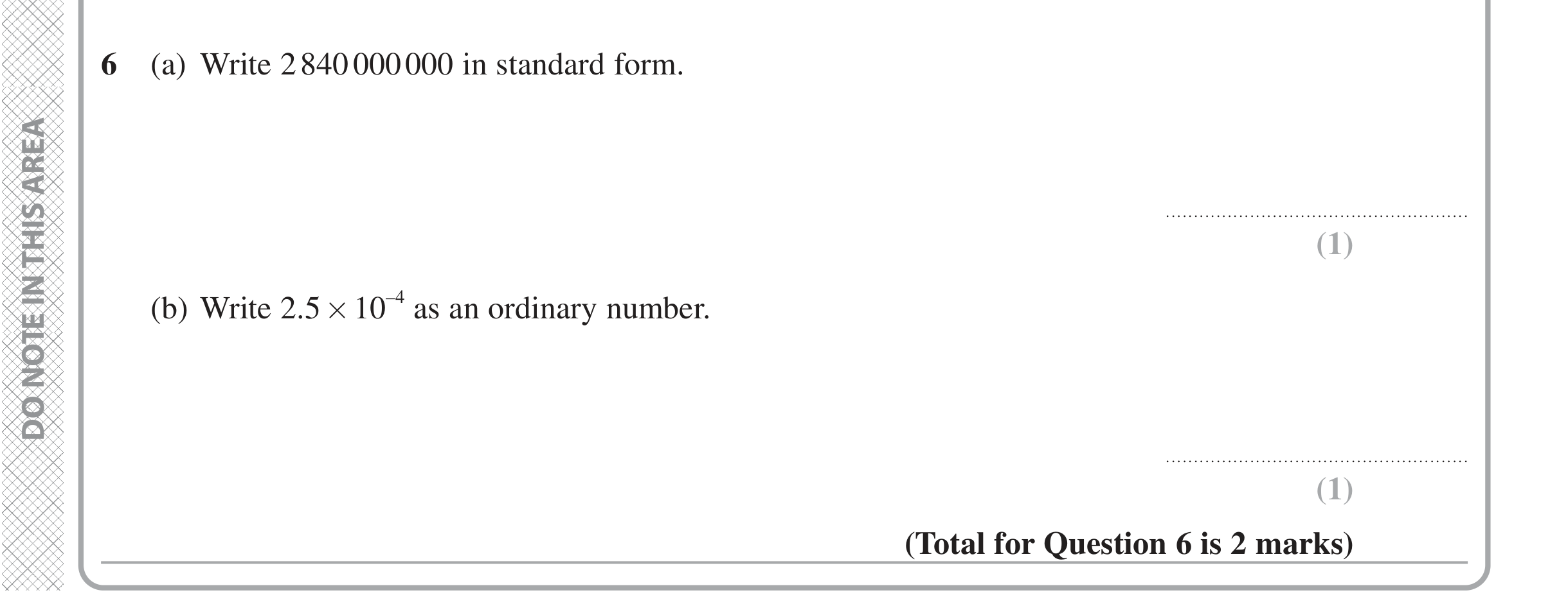 Question 6 — Standard Form — Edexcel iGCSE Jan 2021