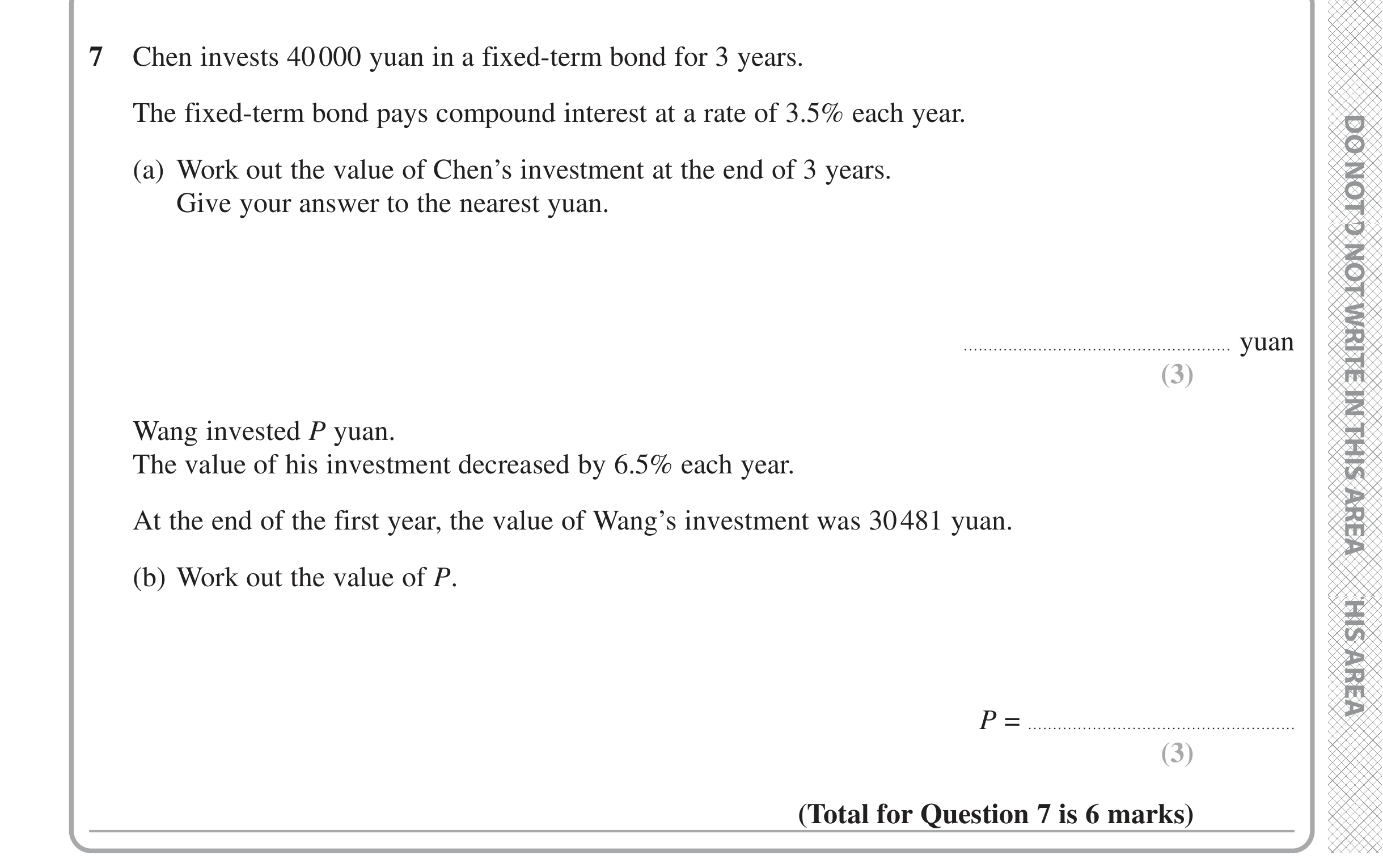 Question 7 — Compound Interest — Edexcel iGCSE Jan 2021