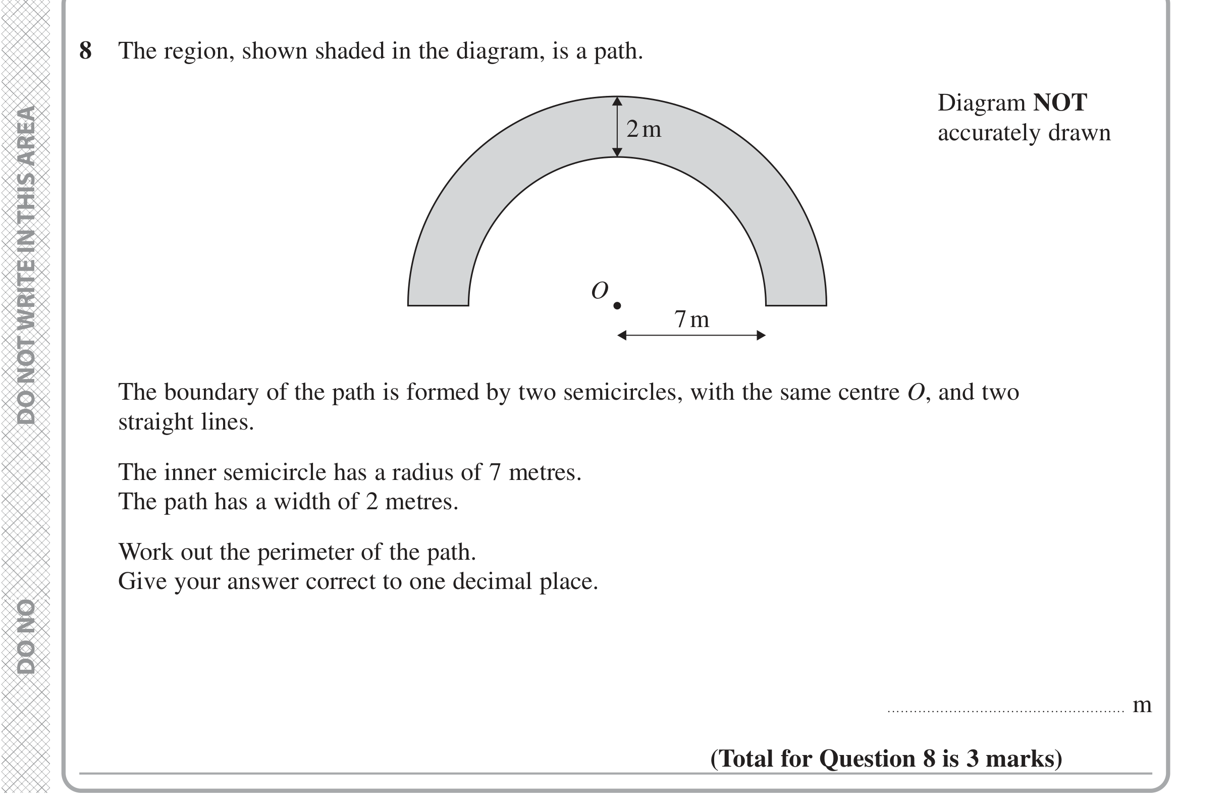 Question 8 — Perimeter and Area — Edexcel iGCSE Jan 2021
