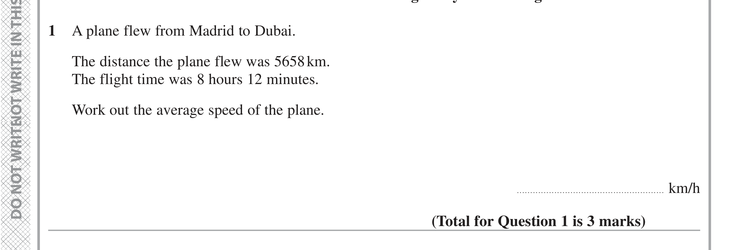 Question 1 — Speed/Distance/Time/Density/Pressure — Edexcel iGCSE June 2021