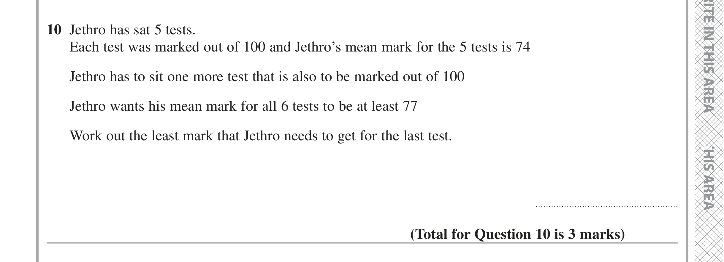Question 10 — Mean/Median/Mode/Range — Edexcel iGCSE June 2021