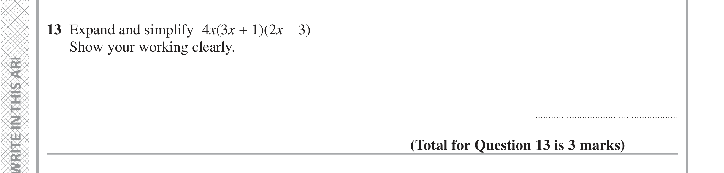 Question 13 — Factorise/Expand/Simplify — Edexcel iGCSE June 2021