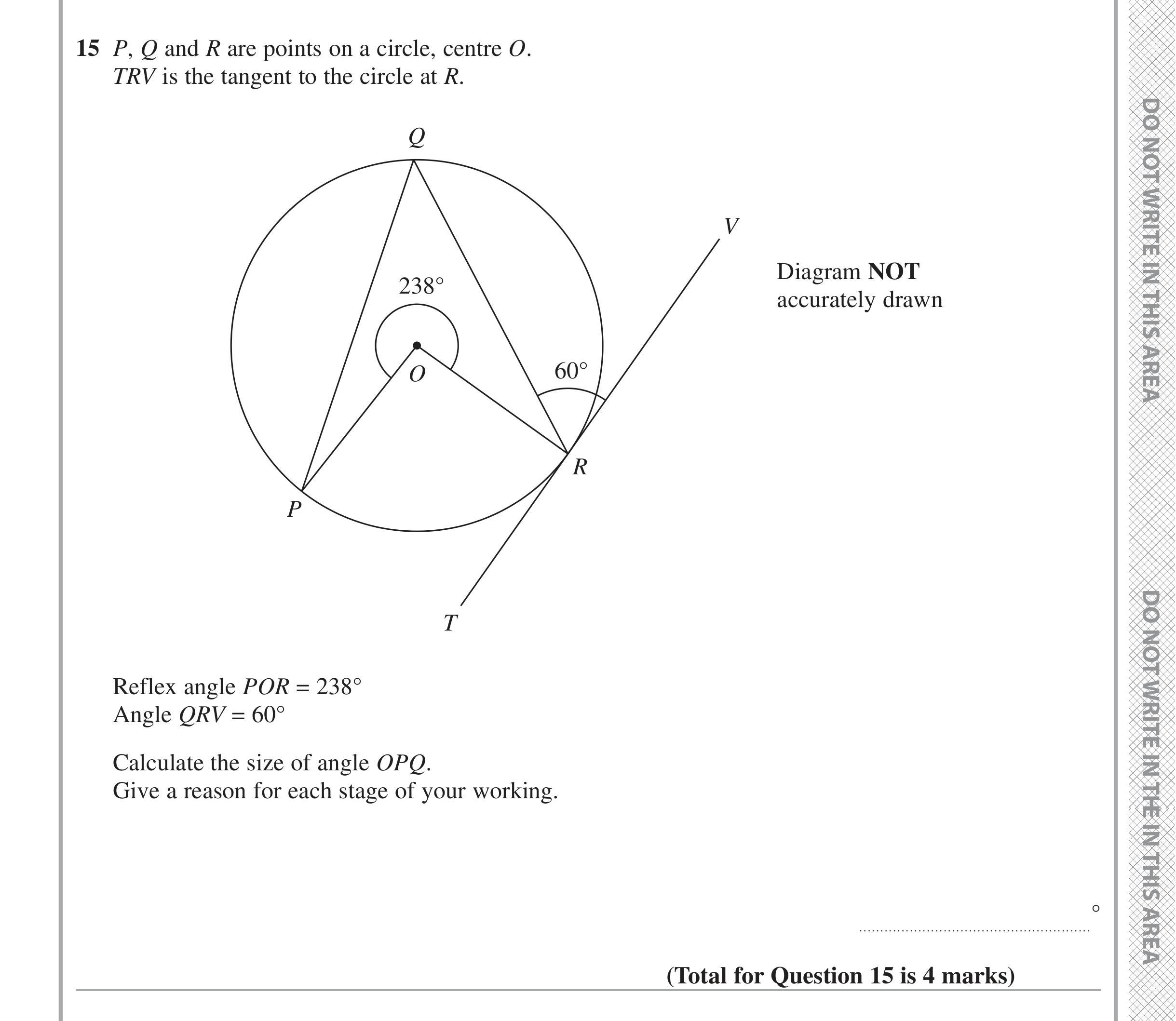 Question 15 — Circle Theorems — Edexcel iGCSE June 2021