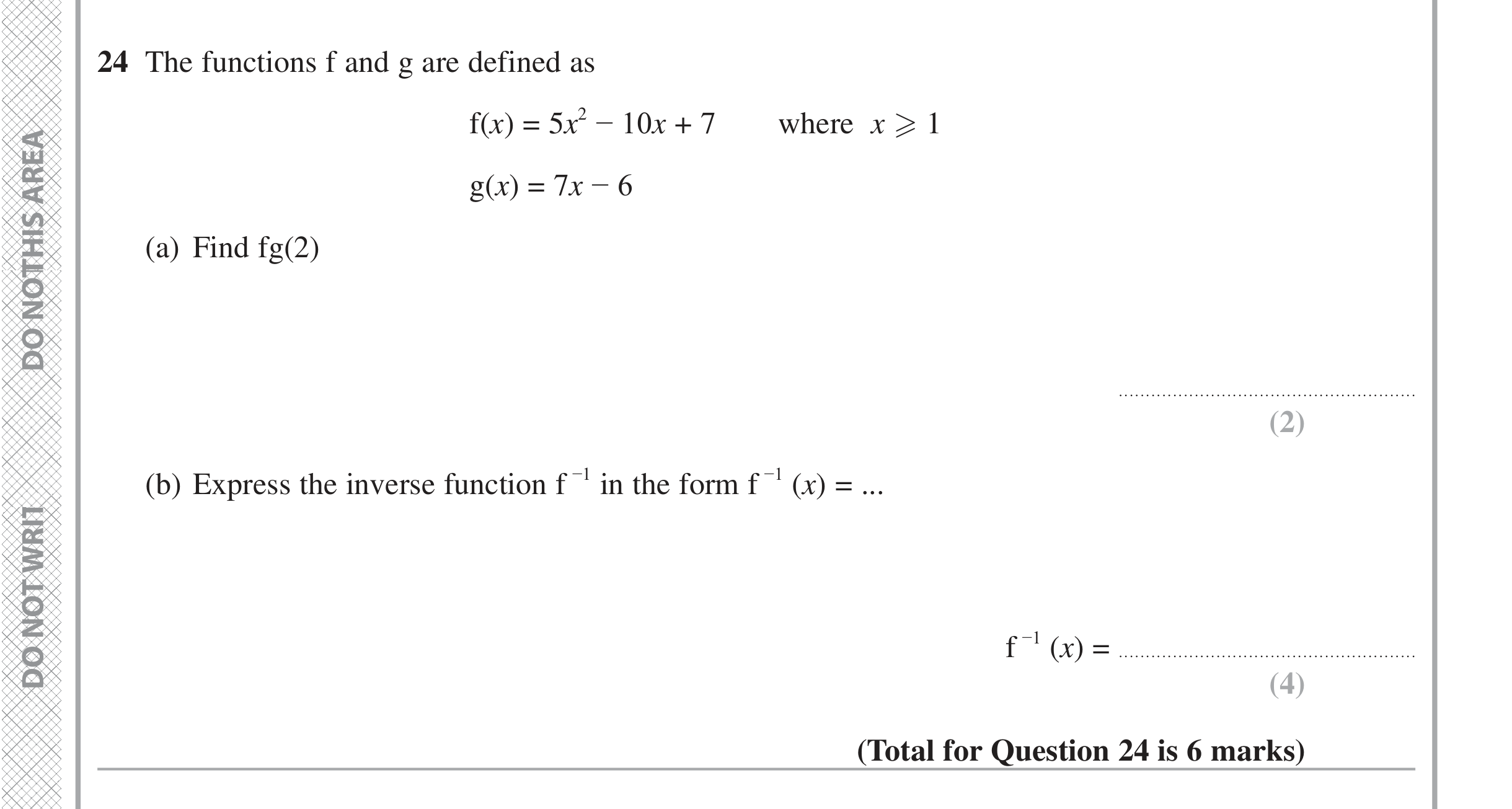 Question 24 — Functions — Edexcel iGCSE June 2021