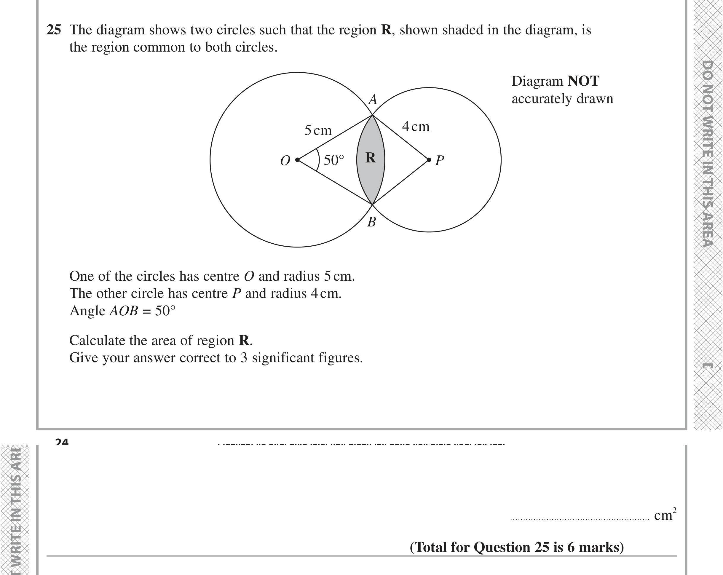 Question 25 — Segments, Sine/Cosine Rule — Edexcel iGCSE June 2021