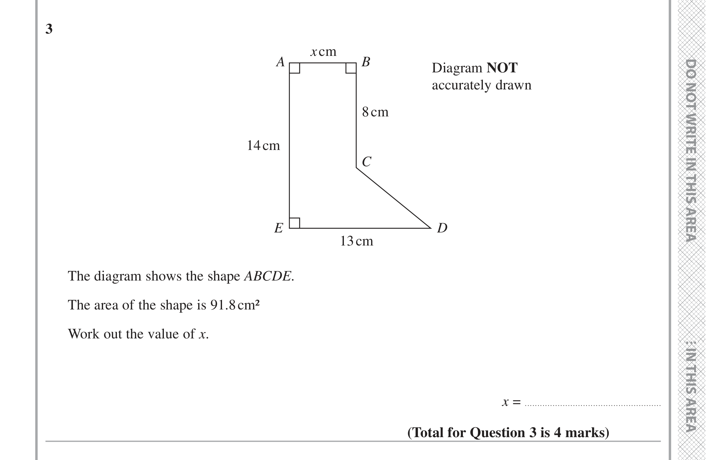 Question 3 — Perimeter and Area — Edexcel iGCSE June 2021