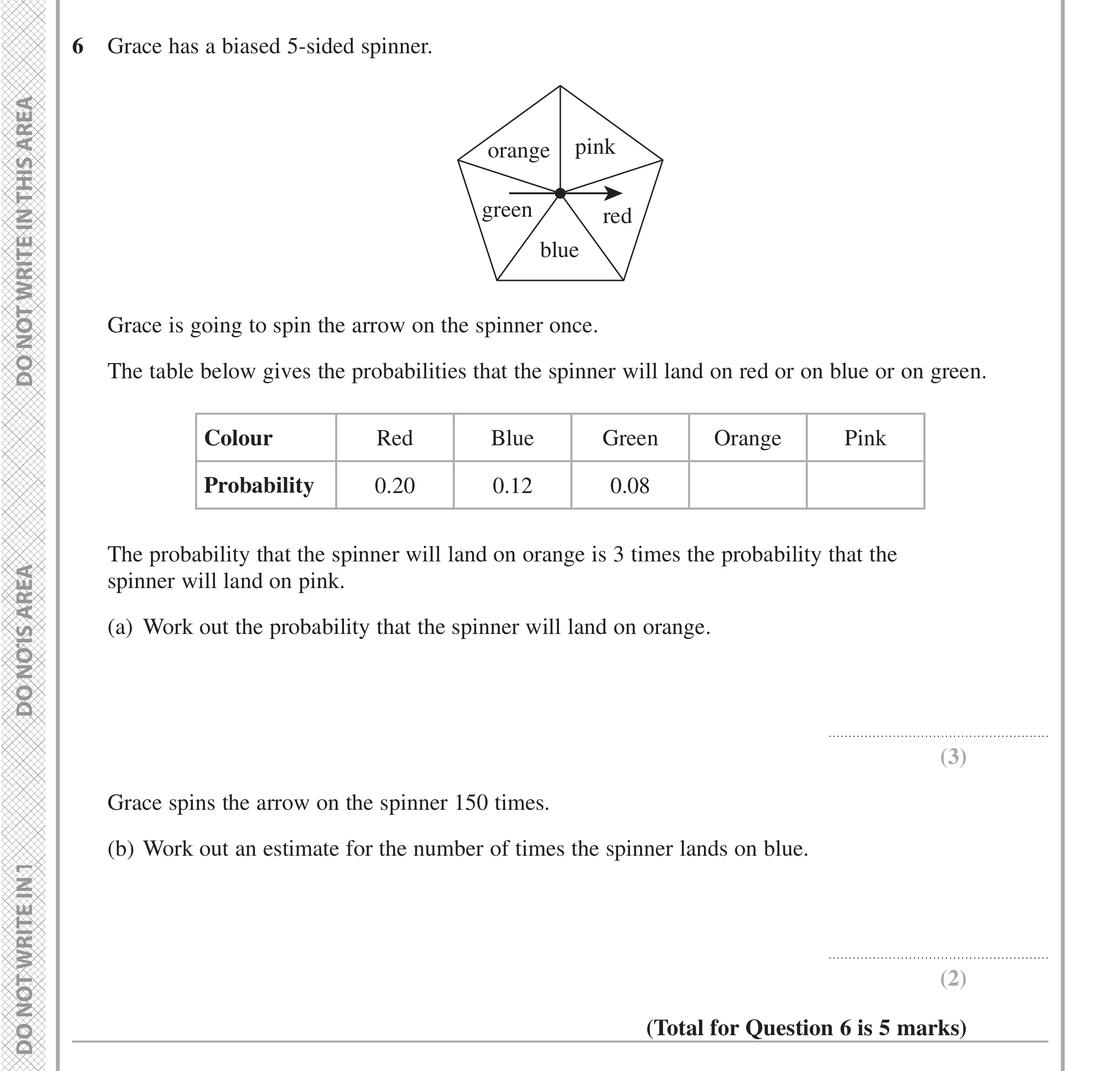 Question 6 — Probability — Edexcel iGCSE June 2021