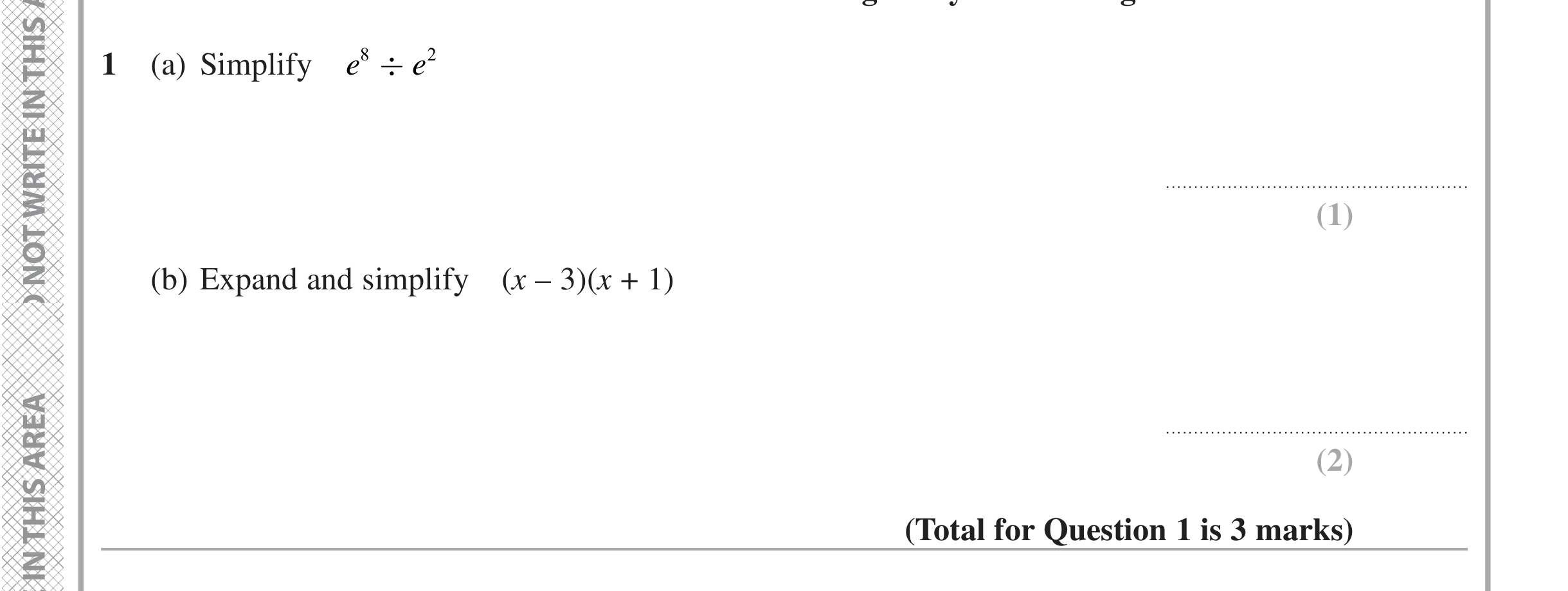 Question 1 — Powers, Factorise/Expand/Simplify — Edexcel iGCSE November 2021