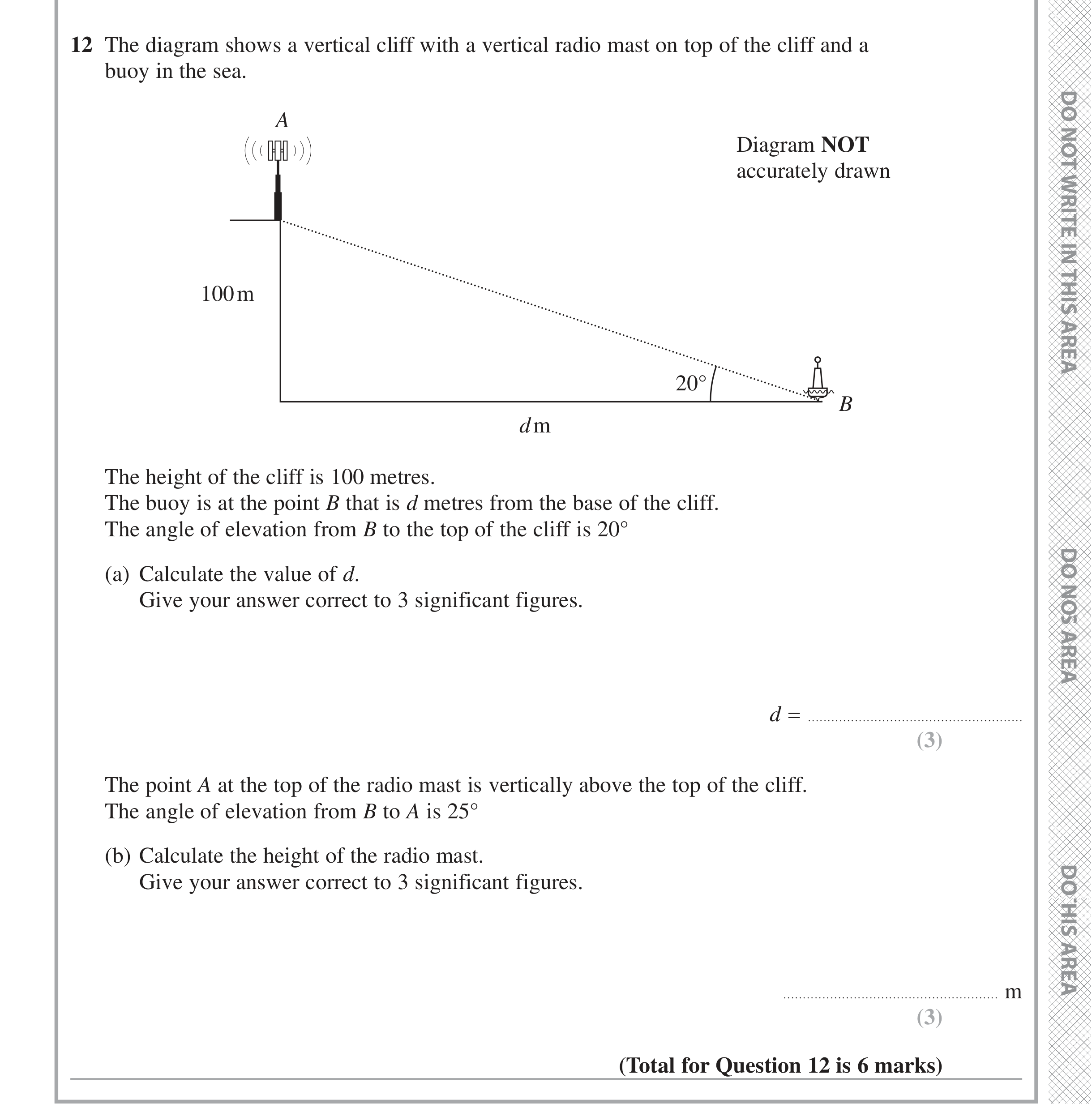 Question 12 — Soh Cah Toa — Edexcel iGCSE November 2021