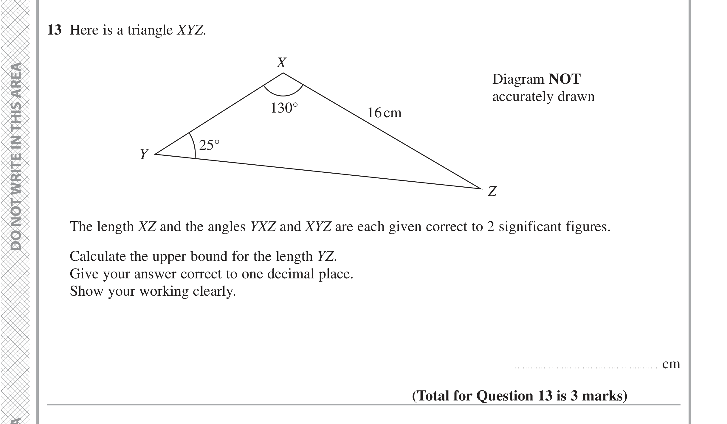 Question 13 — Sine/Cosine Rule — Edexcel iGCSE November 2021