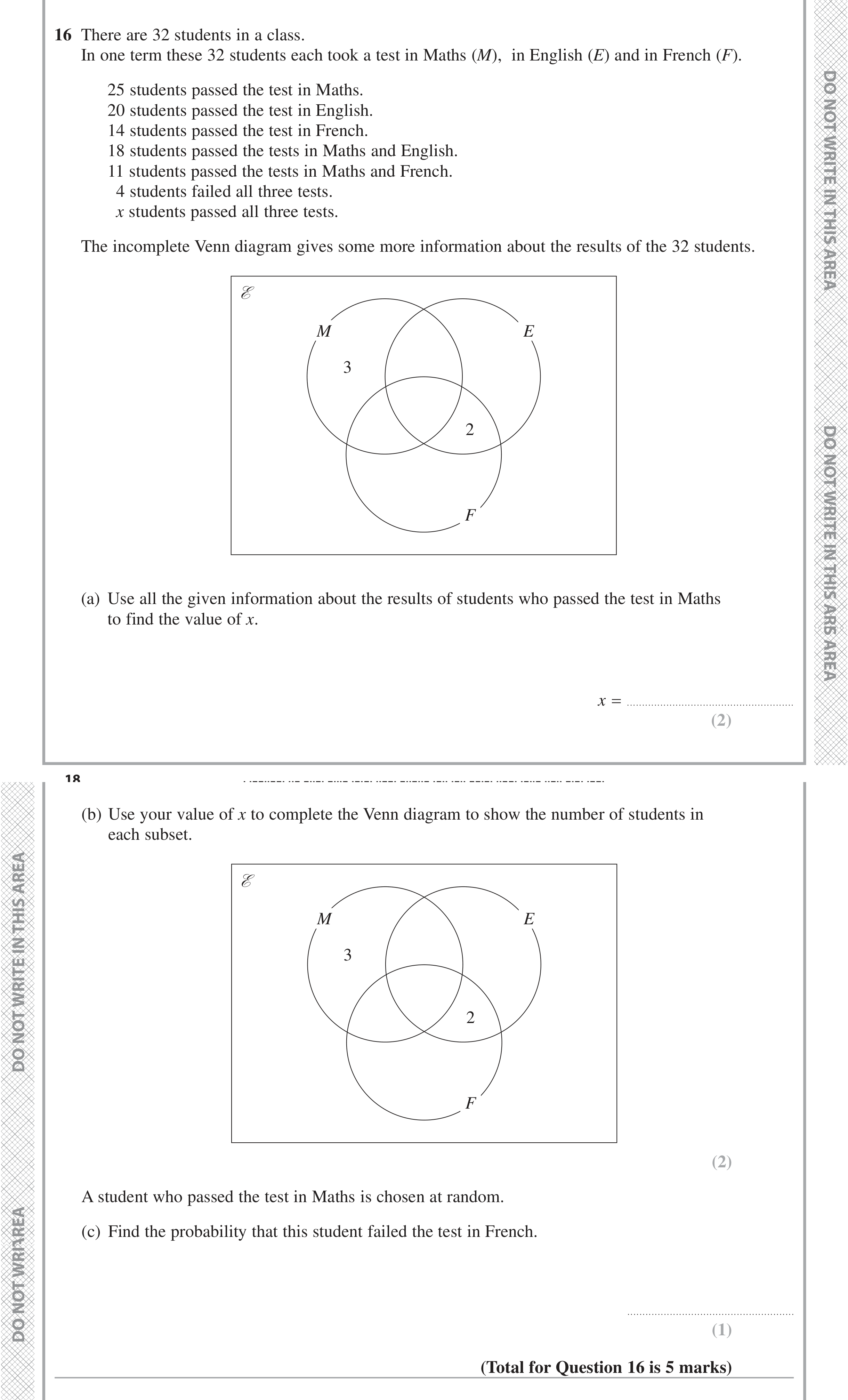 Question 16 — Set Notation — Edexcel iGCSE November 2021