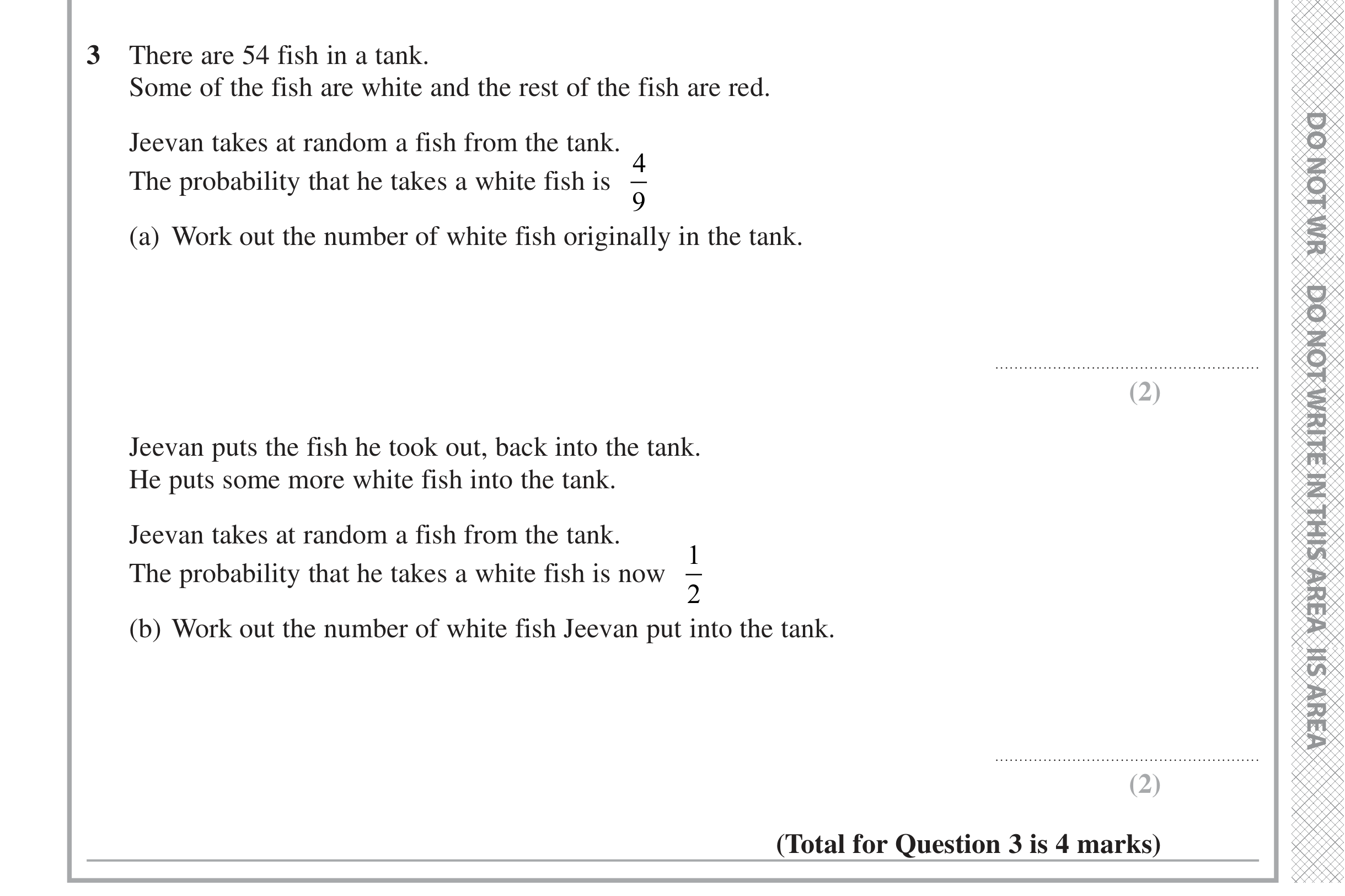 Question 3 — Probability — Edexcel iGCSE November 2021