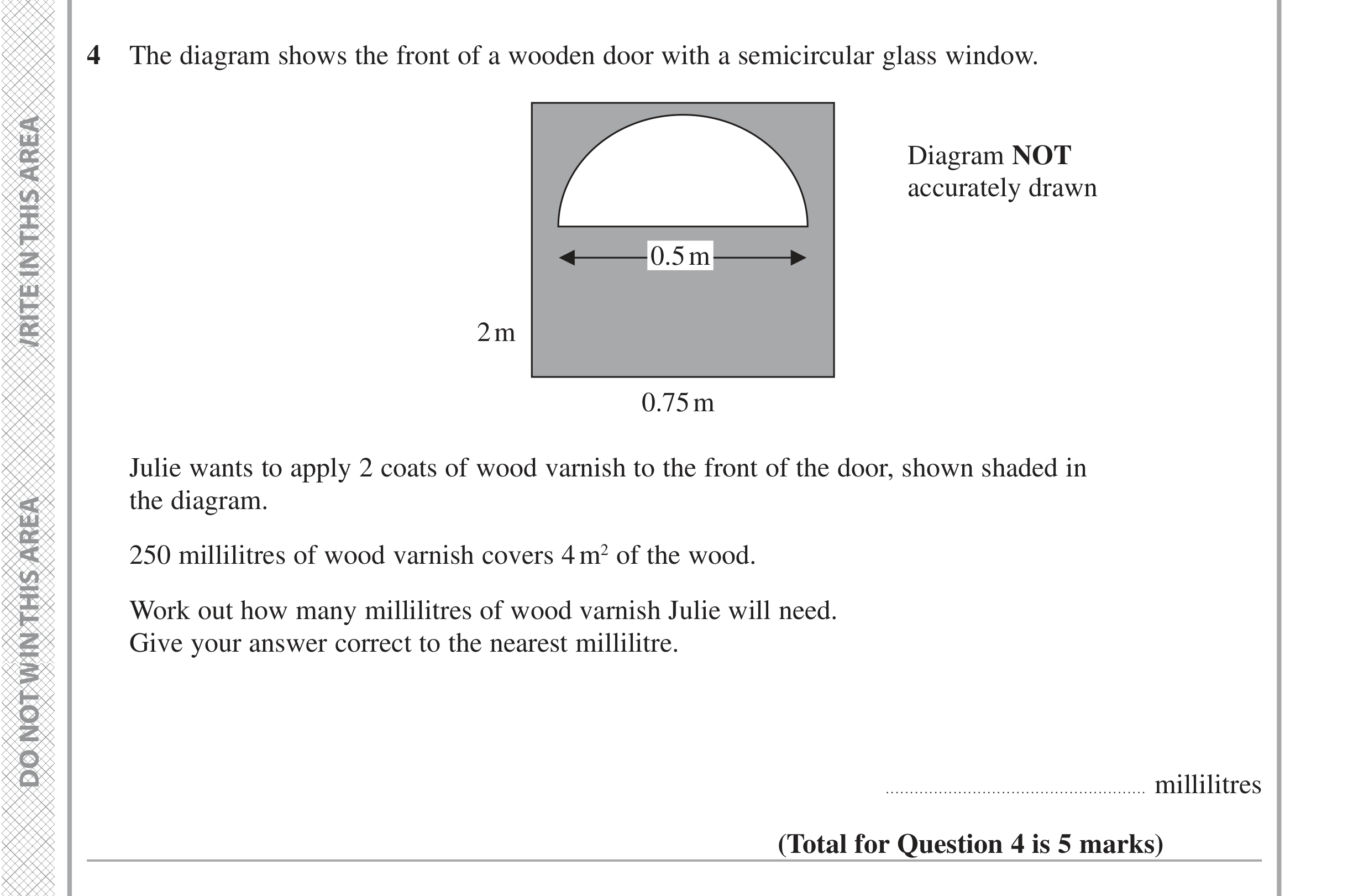 Question 4 — Perimeter and Area — Edexcel iGCSE November 2021